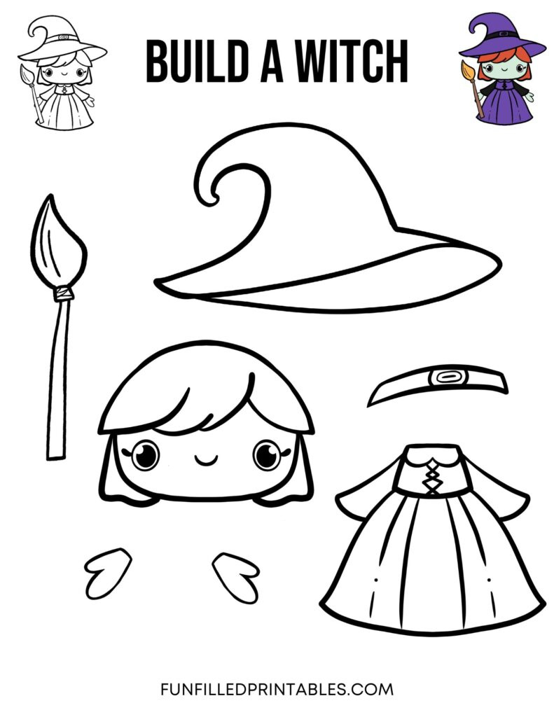 Free Build A Witch Printable Craft Activity For Kids in Free Printable Pictures Of Witches