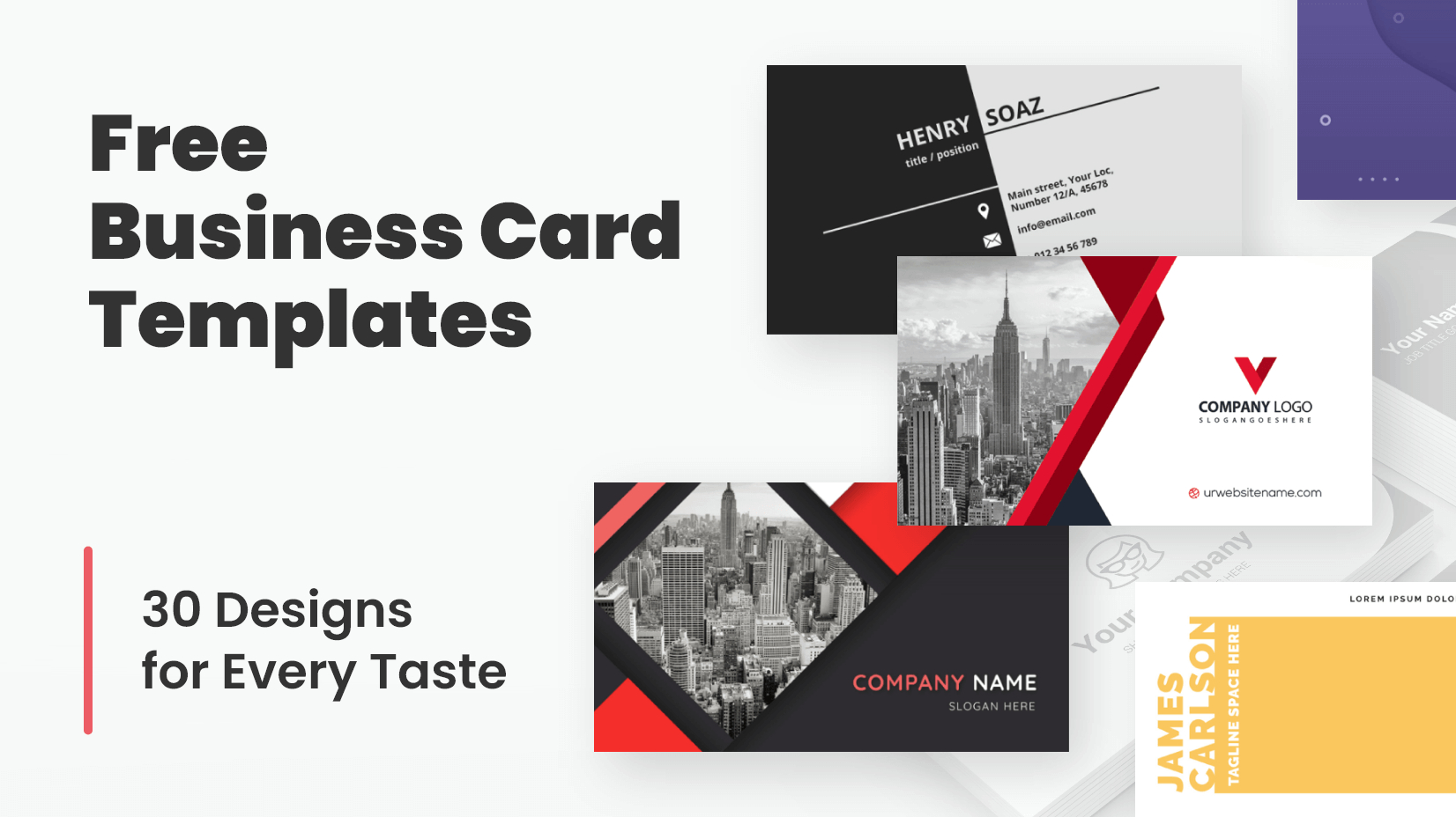Free Business Card Templates: 30 Designs For Every Taste | Graphicmam for Free Printable Business Card Templates Pdf