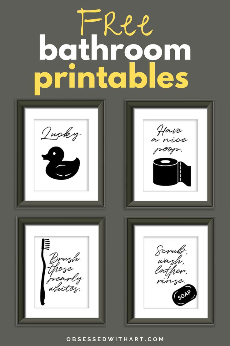 Free B&amp;amp;W Bathroom Printables inside Free Printable Bathroom Pictures