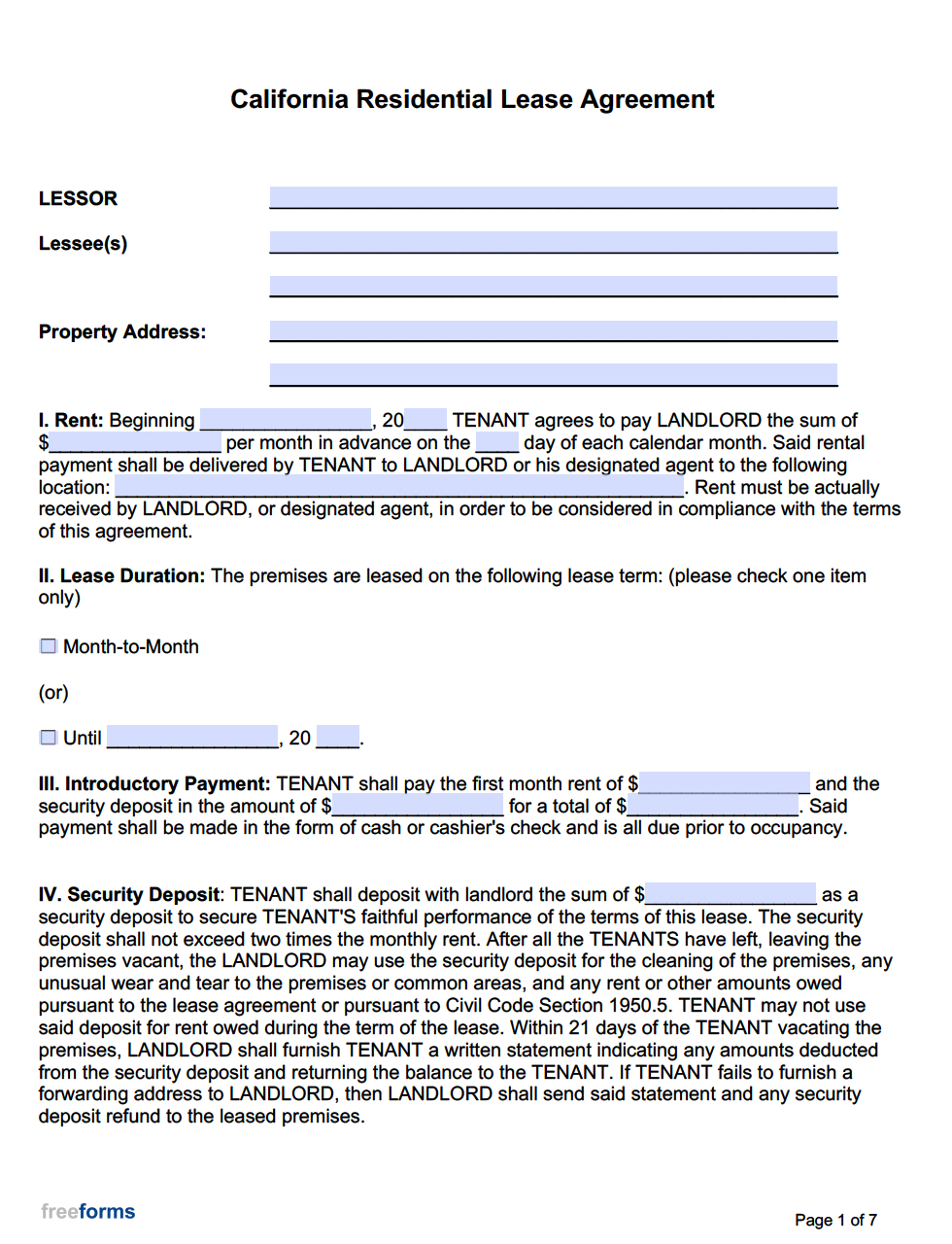 Free California Rental Lease Agreement Templates | Pdf | Word throughout Free Printable California Residential Lease Agreement