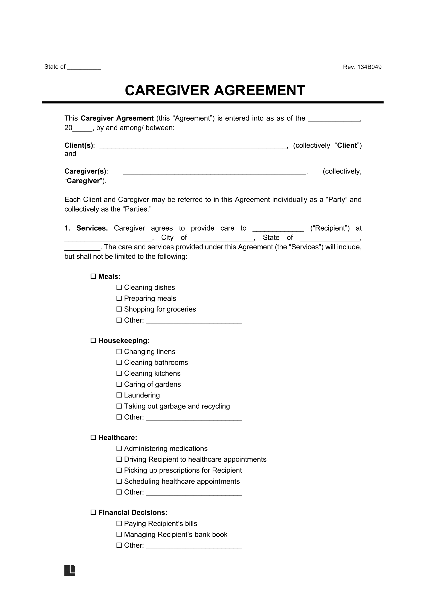 Free Caregiver Contract Template | Pdf &amp;amp; Word in Free Printable Caregiver Forms