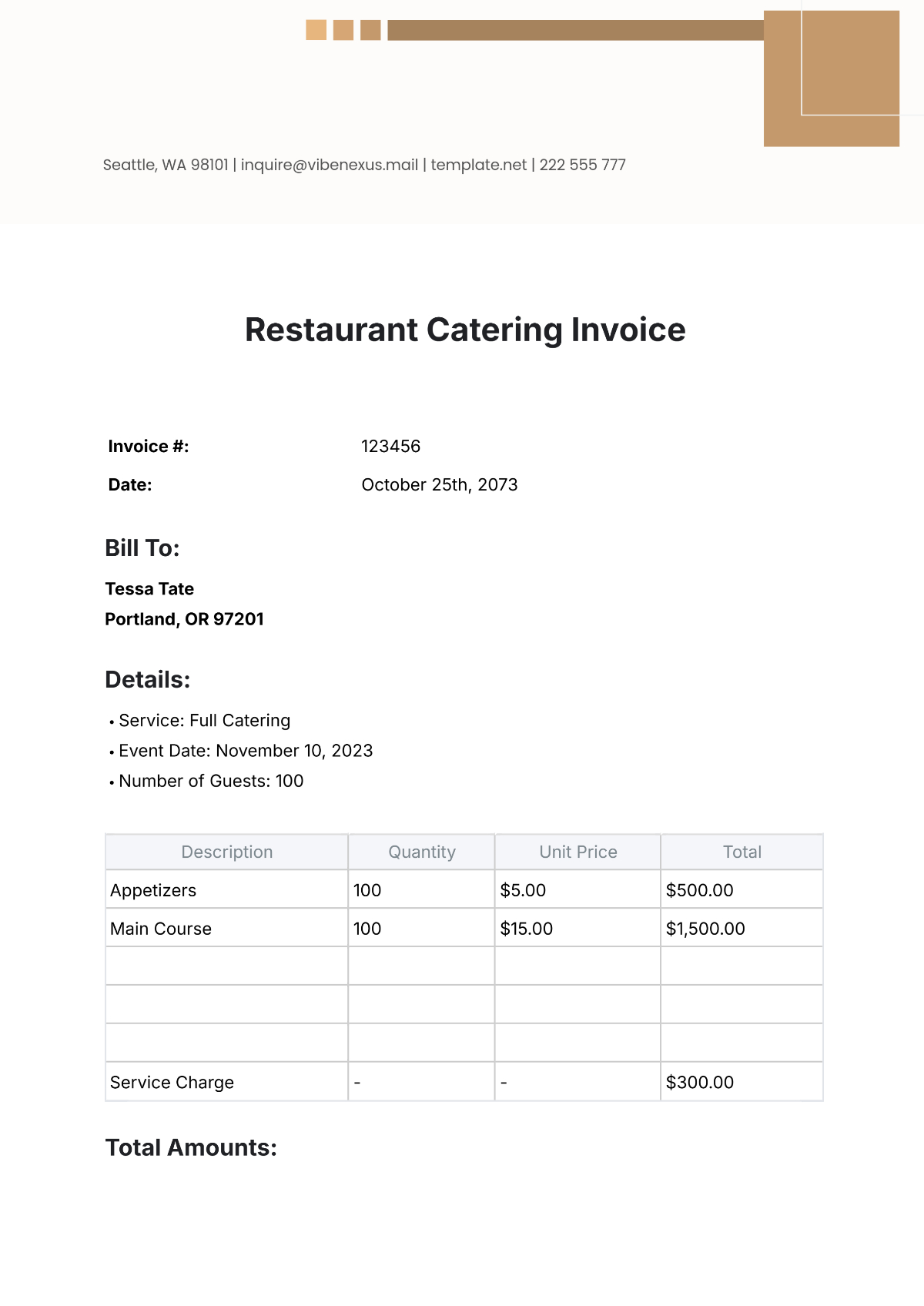 Free Catering Invoice Templates, Editable And Printable throughout Free Printable Catering Invoice Template