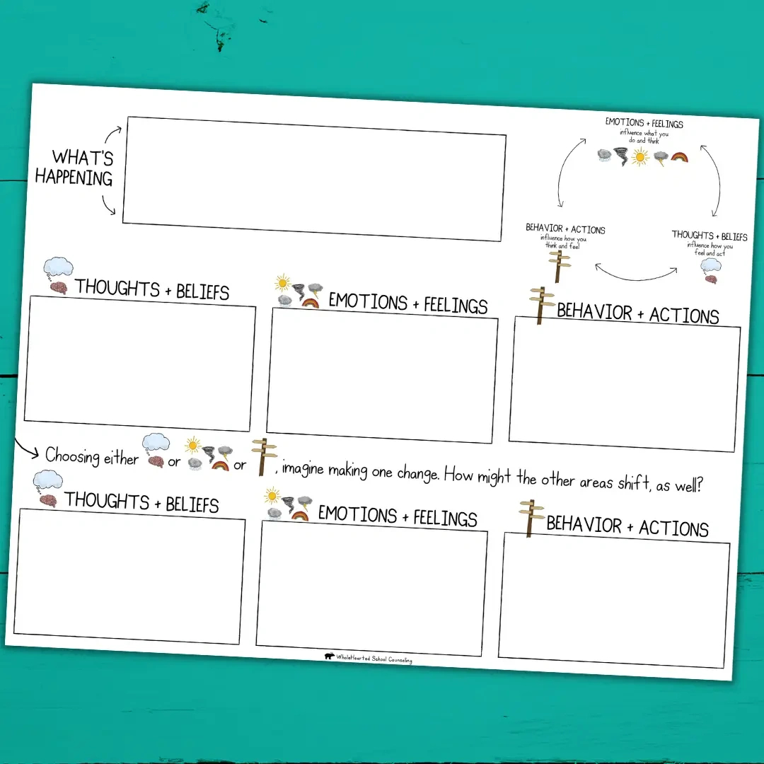 Free Cbt Worksheet: Explore Feelings, Thoughts, And Actions regarding Free Printable Counseling Worksheets