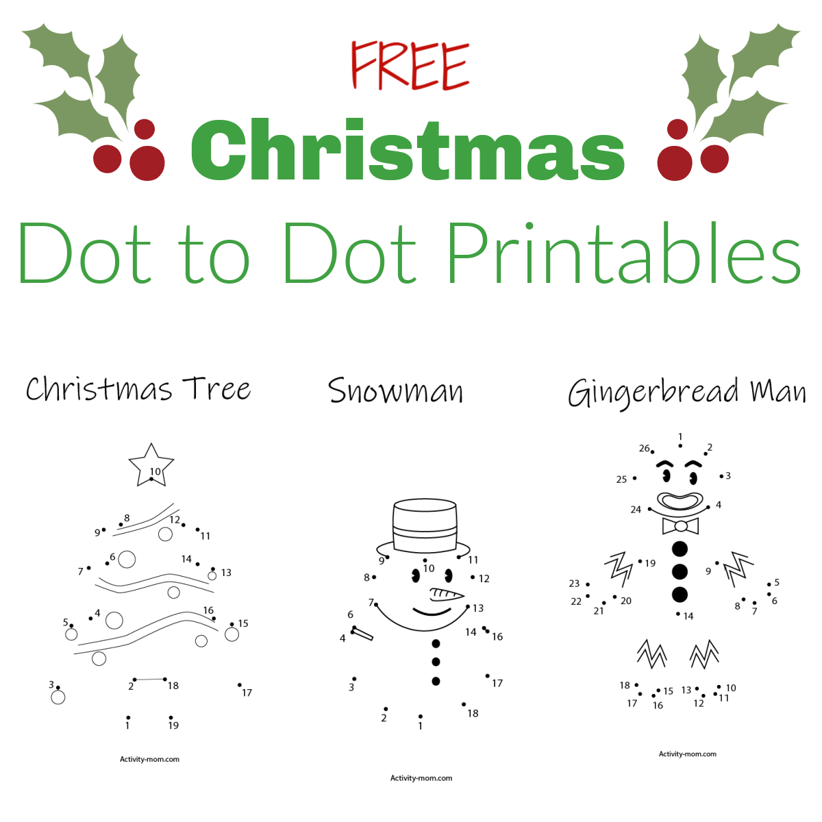 Free Christmas Dot To Dot Printables - The Activity Mom in Free Christmas Connect The Dots Worksheets Printable