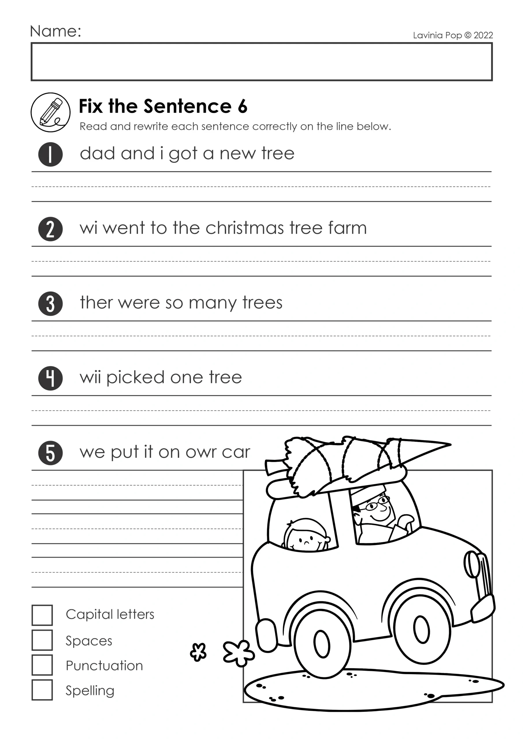 Free Christmas Fix The Sentence pertaining to Free Printable Sentence Correction Worksheets