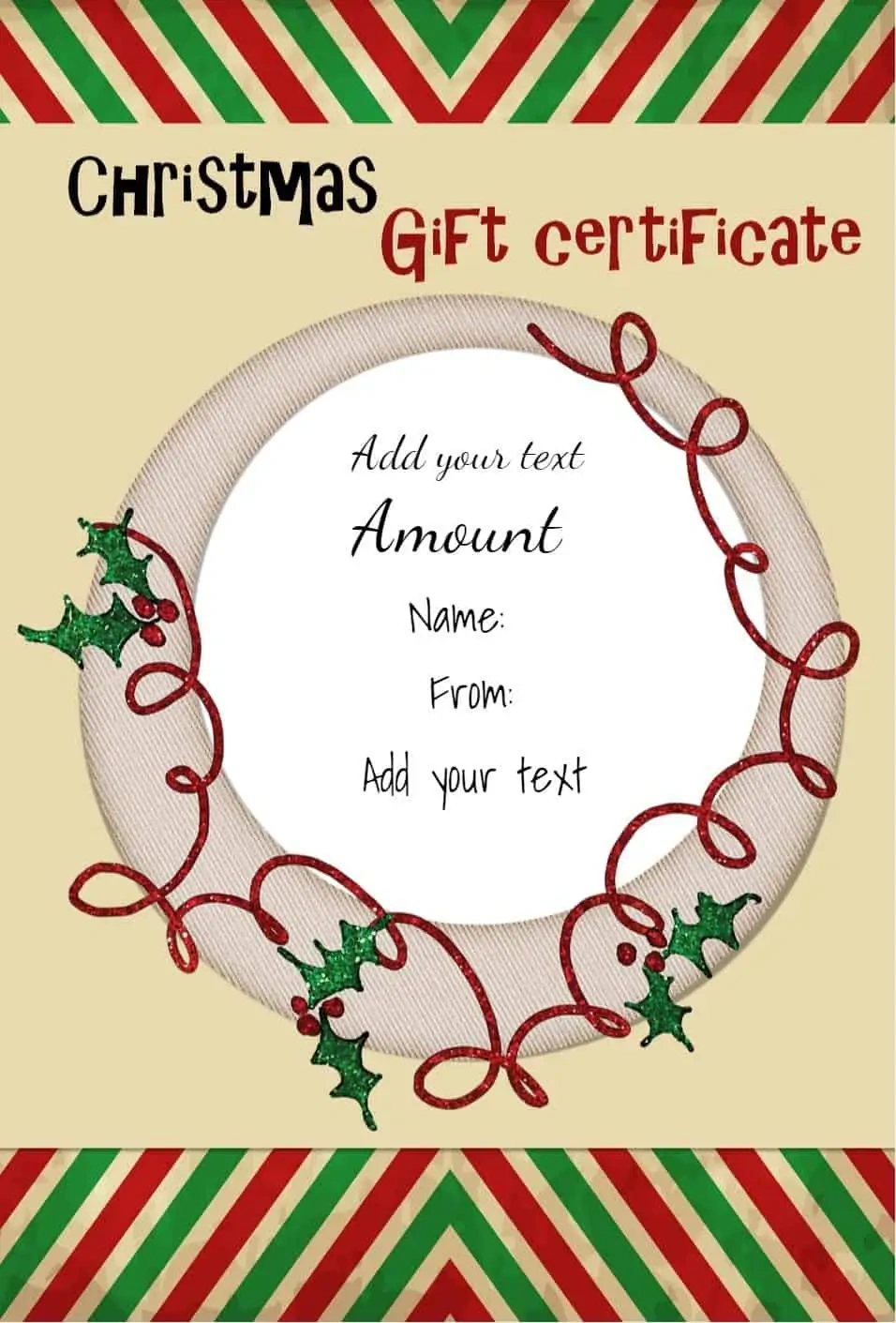 Free Christmas Gift Certificate Template | Customize &amp; Download throughout Free Printable Christmas Gift Cards