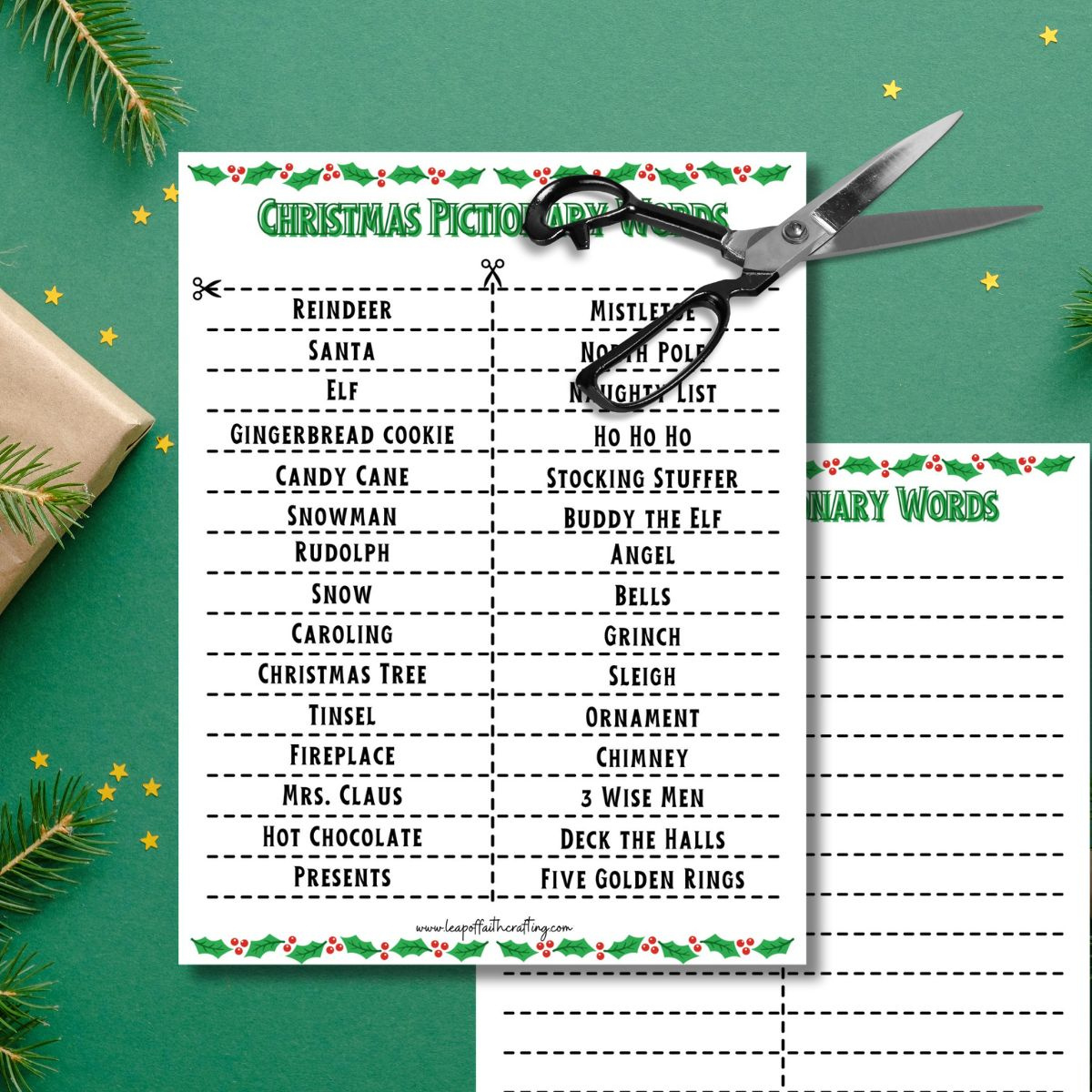 Free Christmas Pictionary Game Printable (30+ Family Cards) - Leap within Free Printable Christmas Pictionary Words