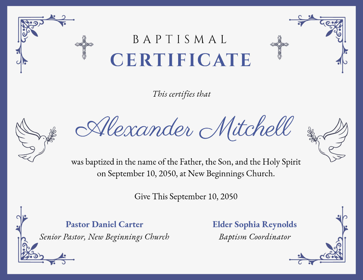 Free Church Baptismal Certificate Template To Edit Online intended for Free Printable Baptism Certificate