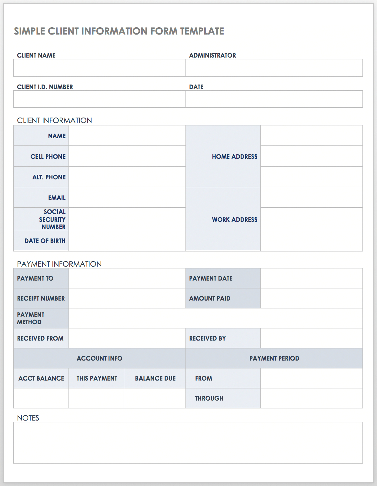 Free Client Information Forms &amp;amp; Templates | Smartsheet with Free Printable Customer Information Sheets
