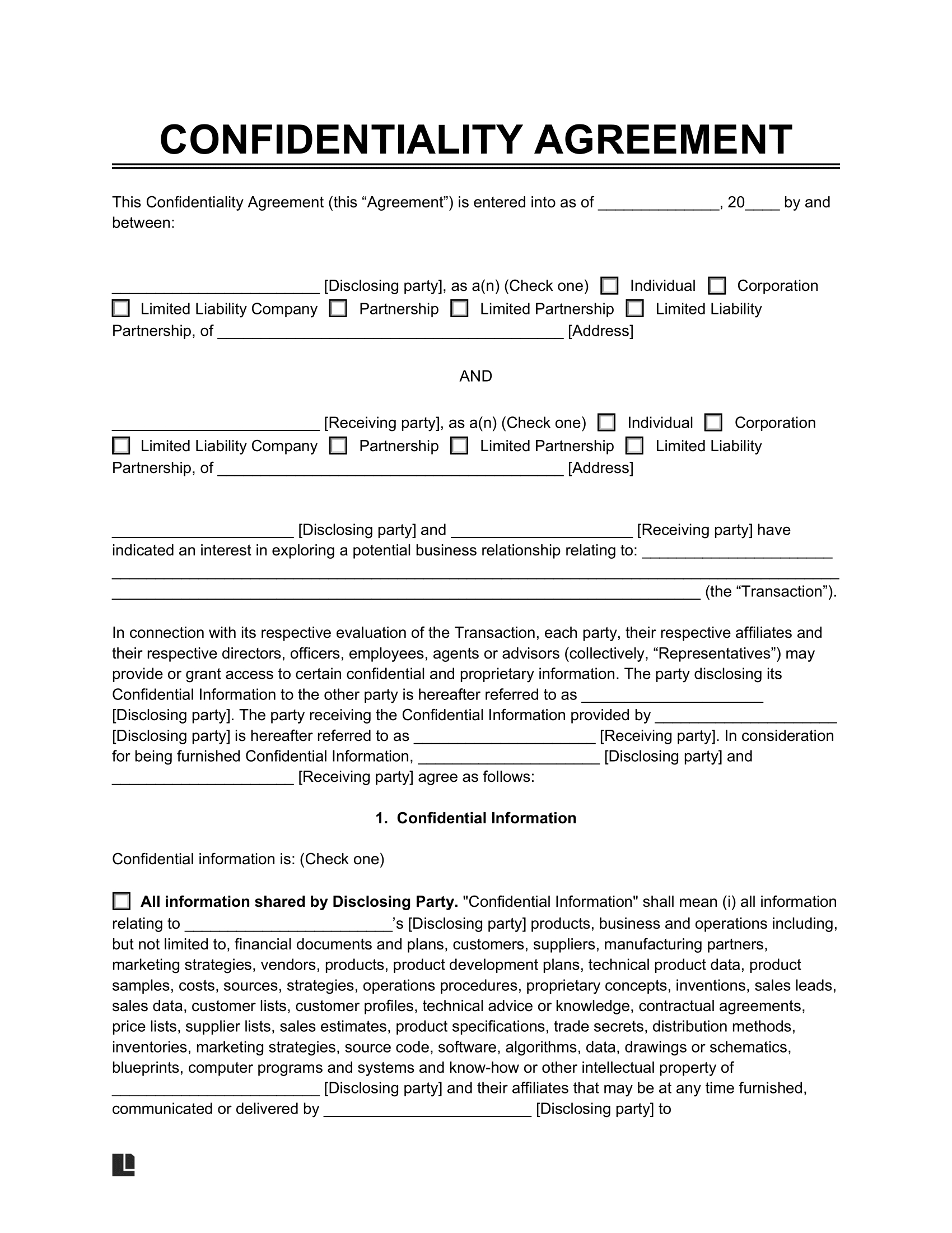 Free Confidentiality Agreement Template | Pdf & Word within Free Printable Non Disclosure Agreement Form