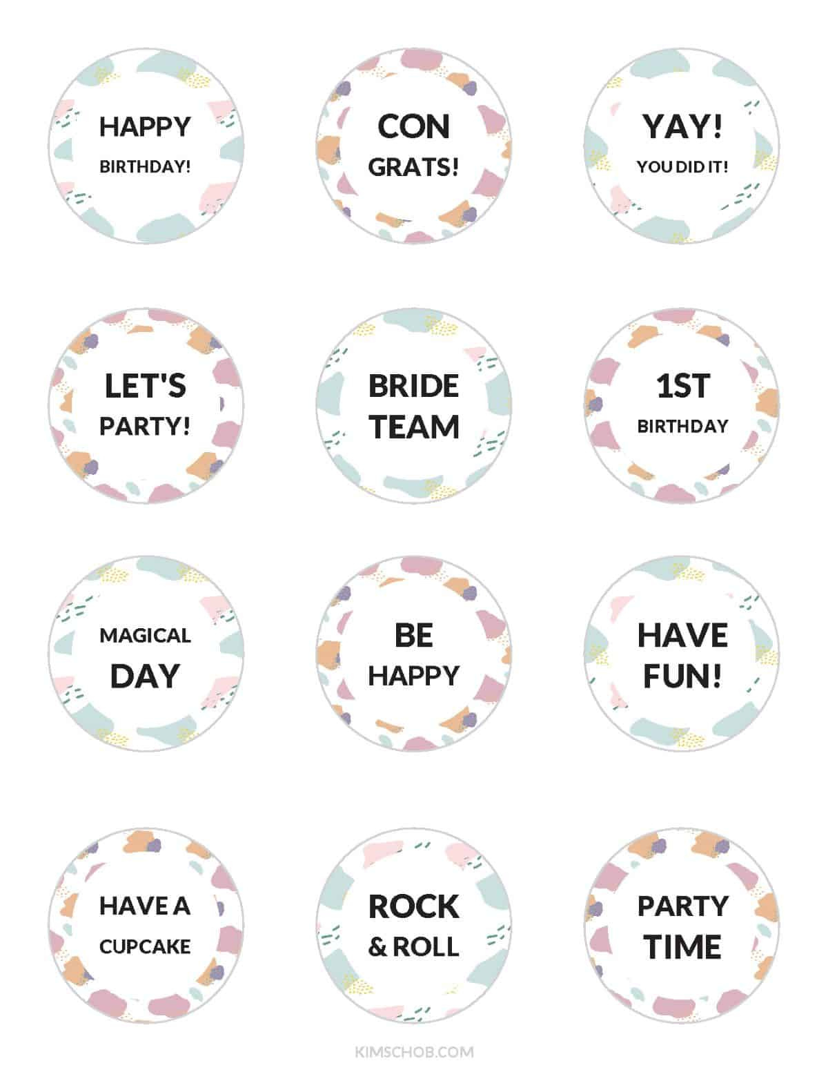 Free Cupcake Topper Printables (Gift Tags, Wrappers, Etc) - Kim Schob throughout Cupcake Topper Templates Free Printable