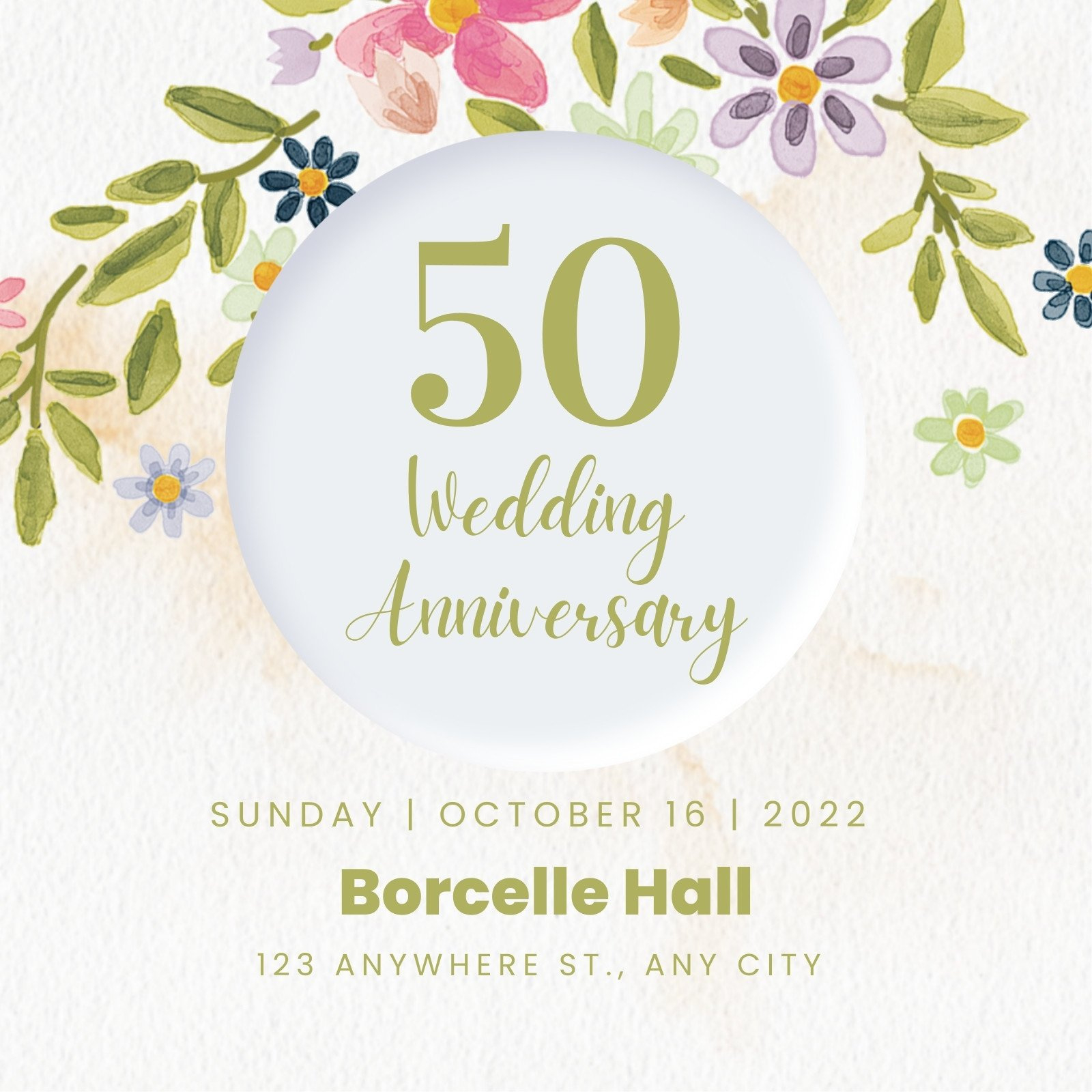 Free, Custom Printable 50Th Anniversary Invitation Templates | Canva for Free Printable 50Th Anniversary Cards