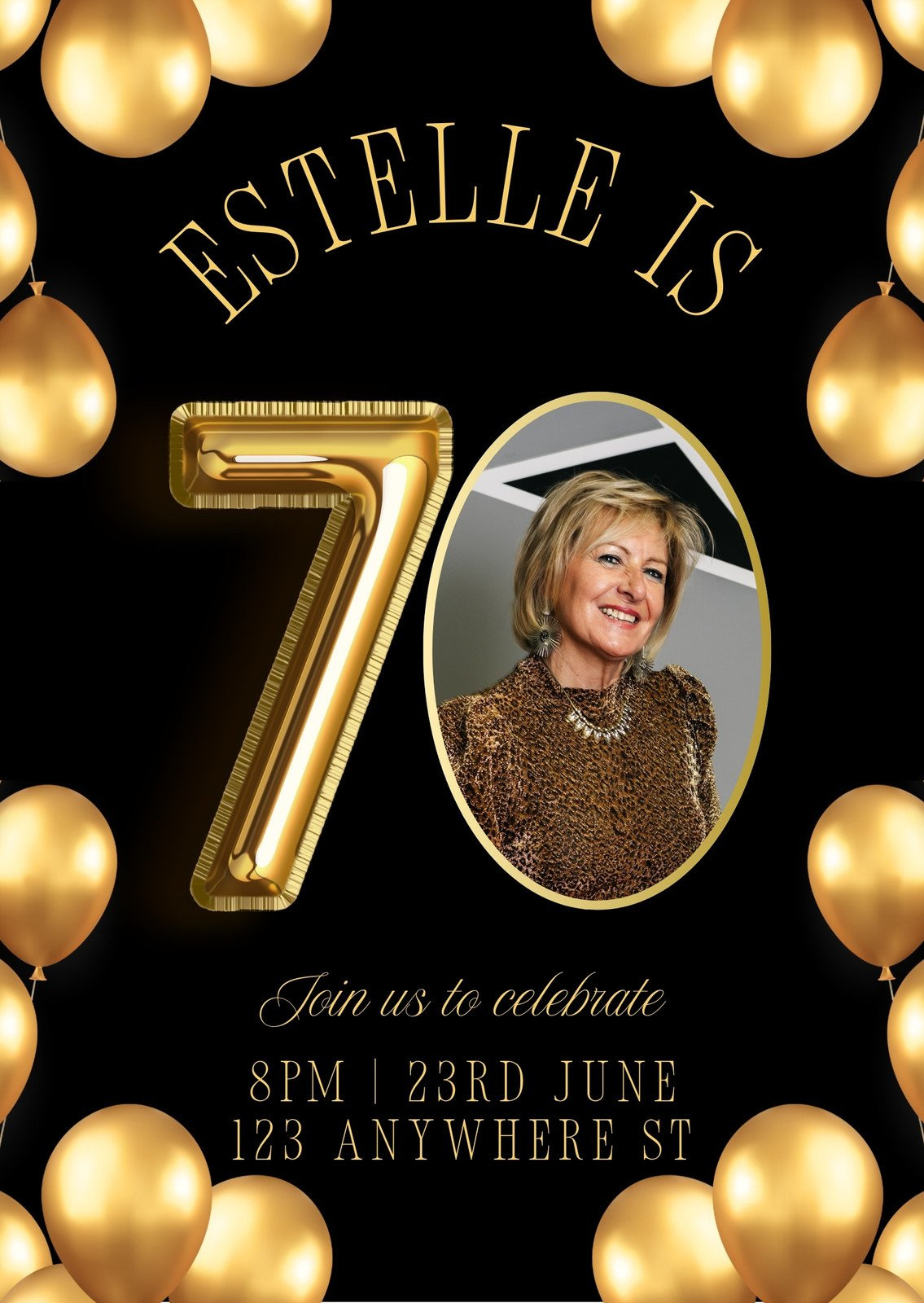 Free Custom Printable 70Th Birthday Invitation Templates | Canva intended for Free Printable 70Th Birthday Party Invitations