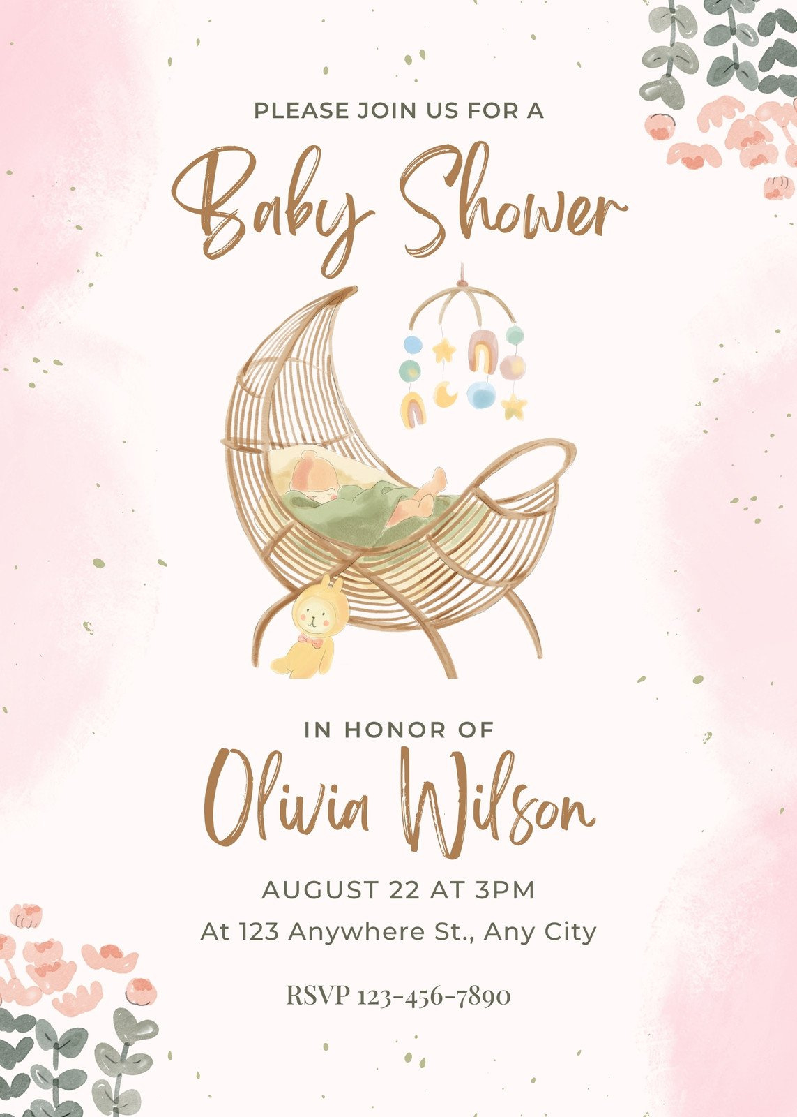 Free, Custom Printable Baby Shower Invitation Templates | Canva within Free Printable Book Themed Baby Shower Invitations