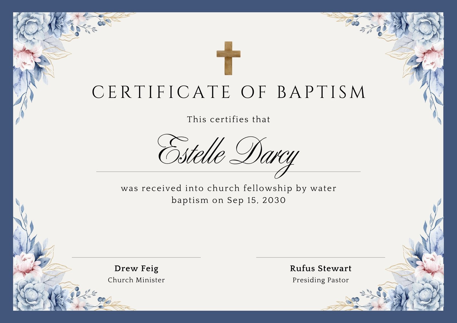 Free Custom Printable Baptismal Certificate Templates | Canva within Free Printable Baptism Certificate