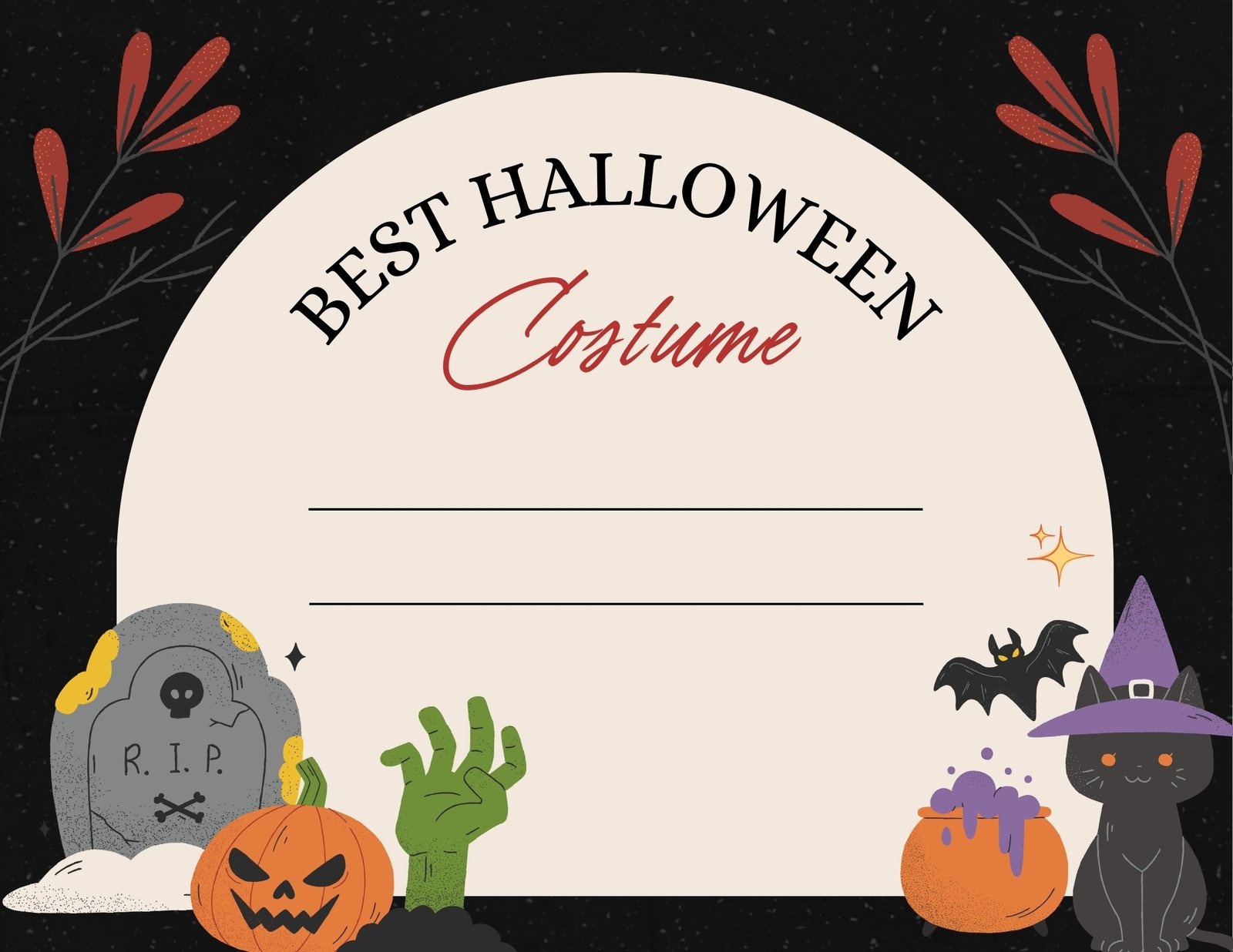 Free Custom Printable Halloween Certificate Templates | Canva for Best Costume Certificate Printable Free