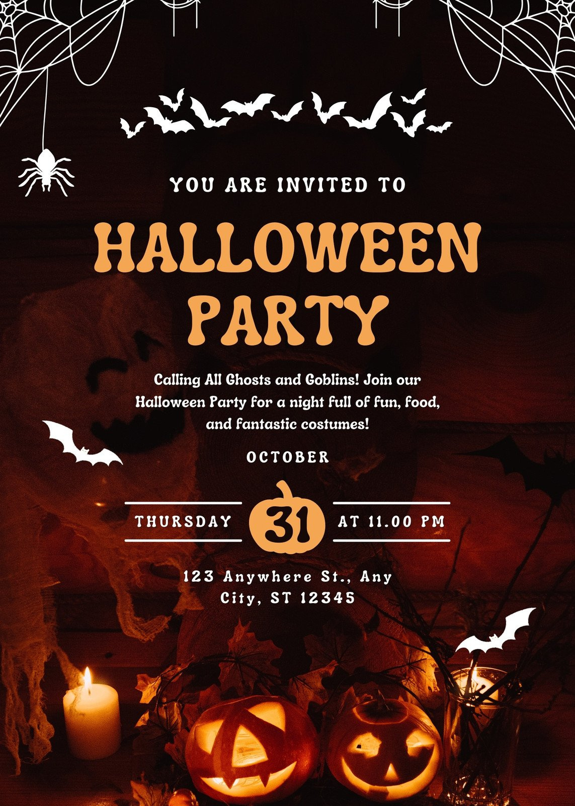 Free Custom Printable Halloween Invitation Templates | Canva with Free Printable Halloween Invitations For Adults