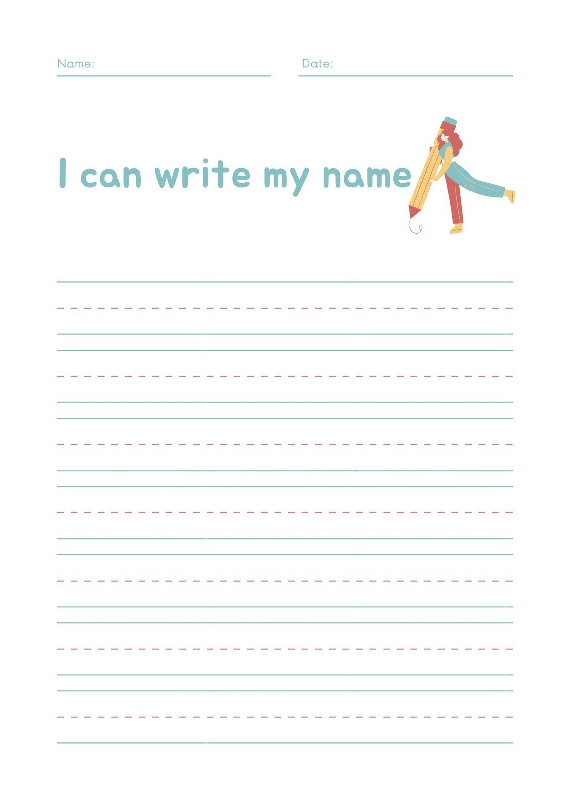 Free Custom Printable Handwriting Worksheet Templates | Canva with Free Printable Practice Name Writing Sheets