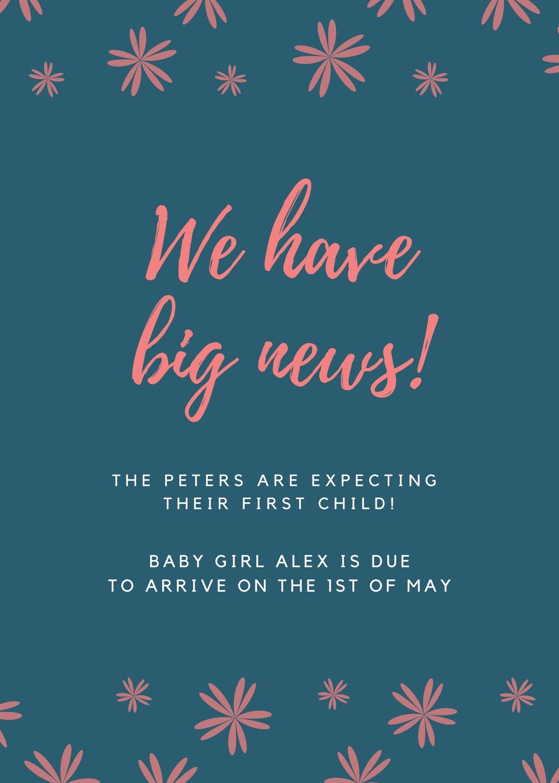 Free, Custom Printable Pregnancy Announcement Templates | Canva pertaining to Free Printable Pregnancy Announcement Cards