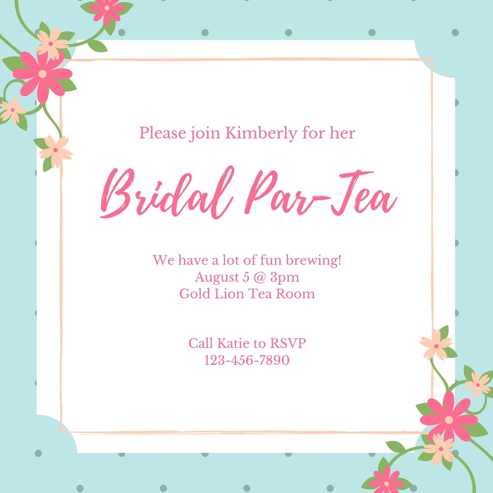 Free Custom Printable Tea Party Invitation Templates | Canva inside Free Printable Kitchen Tea Invitation Templates
