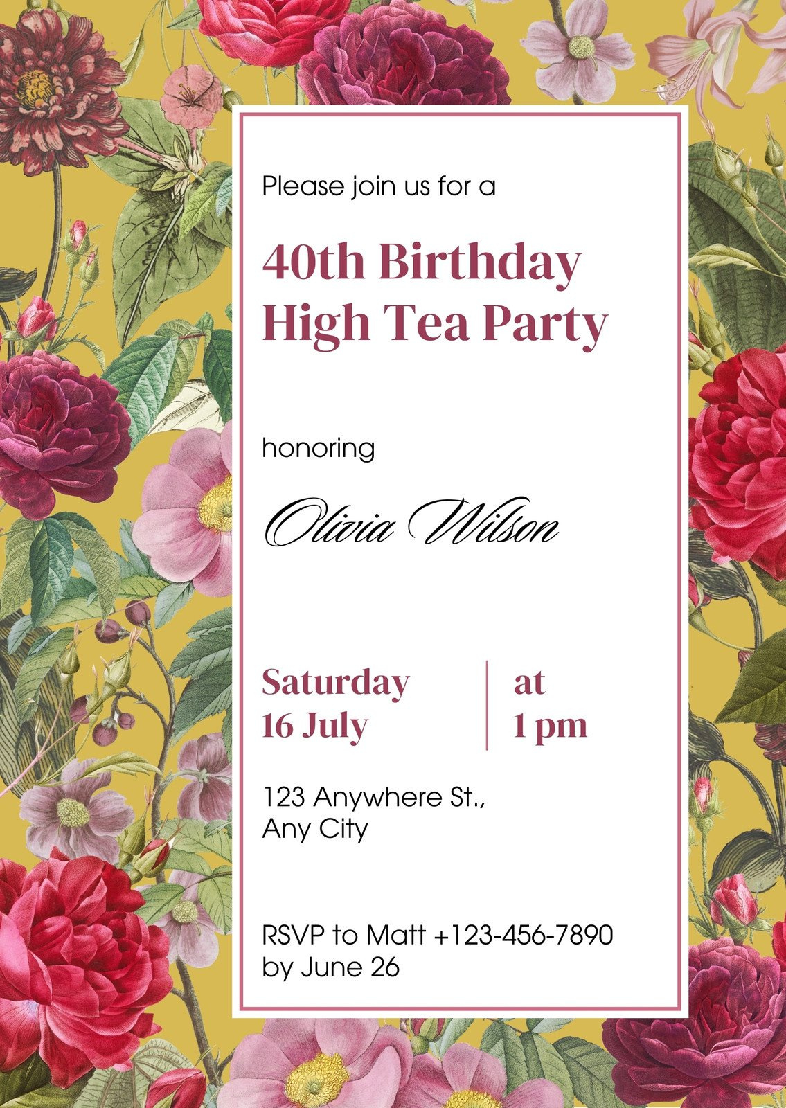 Free Custom Printable Tea Party Invitation Templates | Canva regarding Free Printable Kitchen Tea Invitation Templates