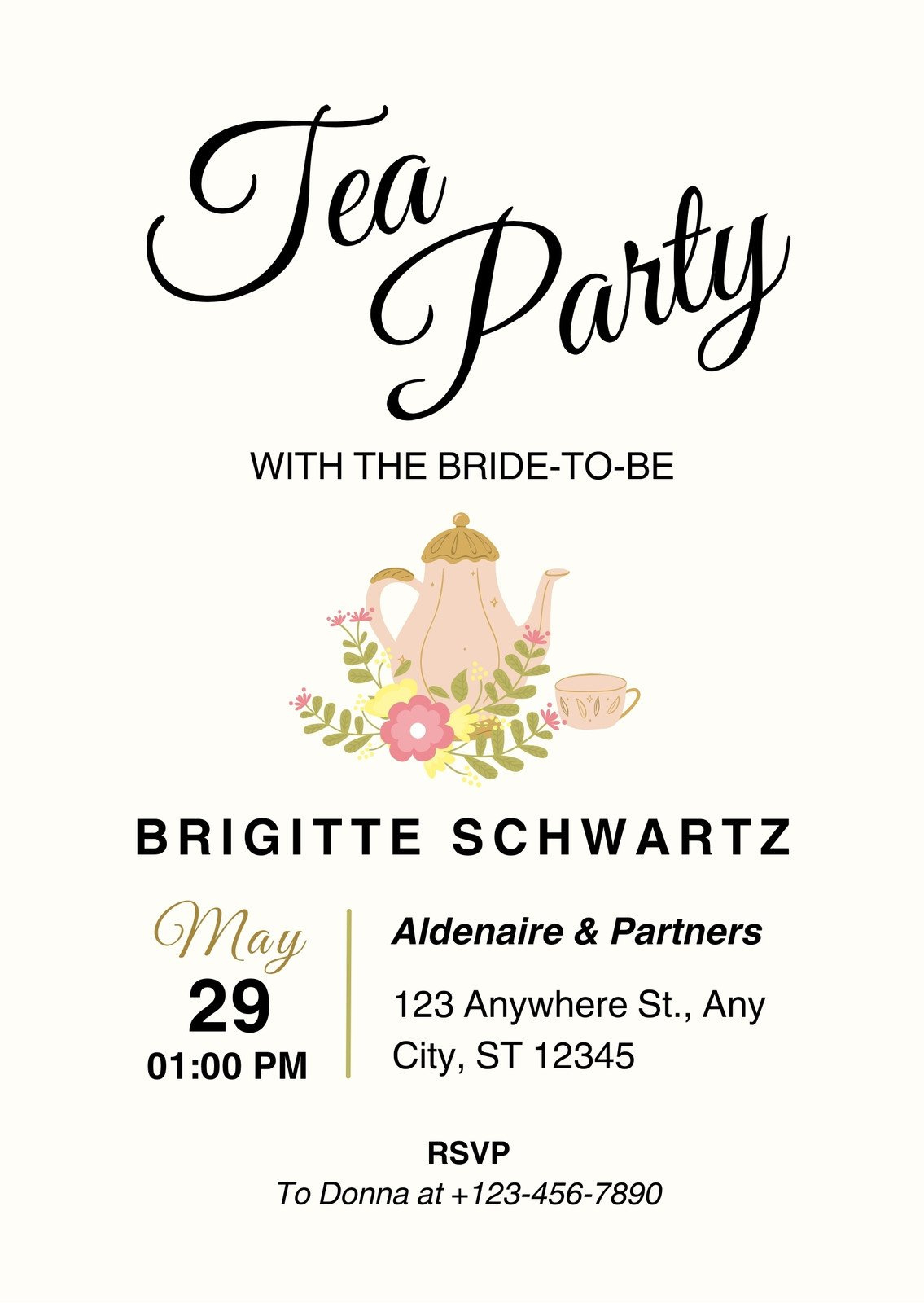 Free Custom Printable Tea Party Invitation Templates | Canva with regard to Free Printable Kitchen Tea Invitation Templates