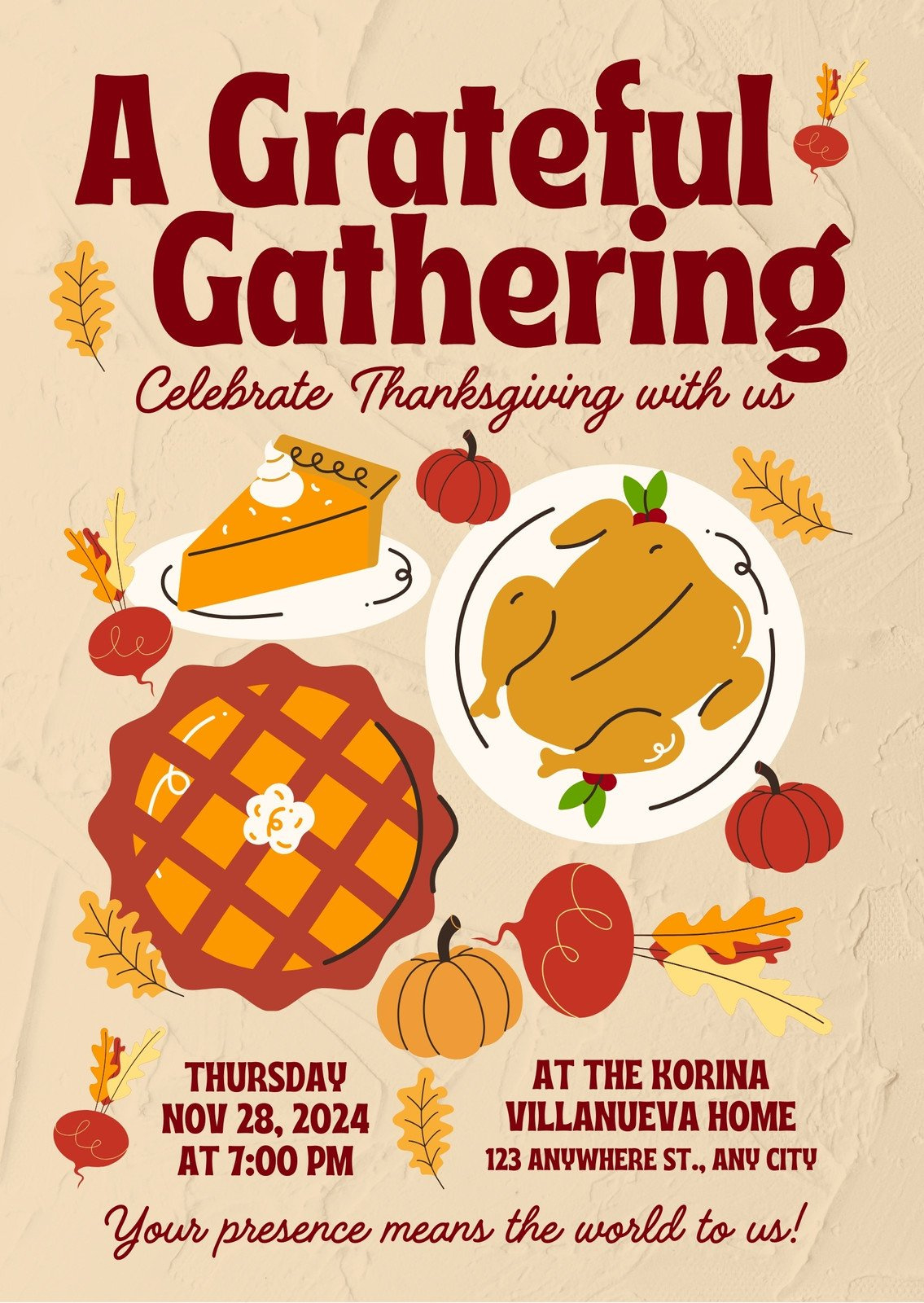 Free Custom Printable Thanksgiving Invitation Templates | Canva with regard to Free Printable Thanksgiving Invitation Templates