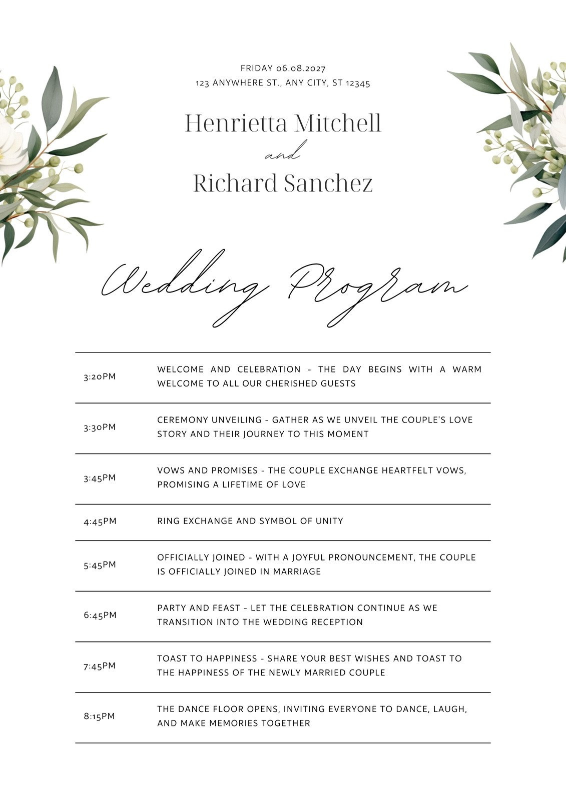 Free, Custom Printable Wedding Program Templates | Canva in Free Printable Wedding Programs