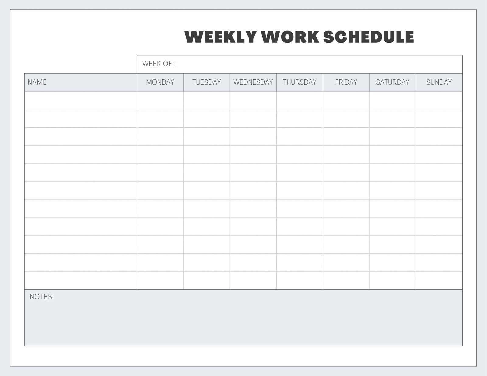 Free Custom Printable Work Schedule Planner Templates | Canva with Free Printable Blank Work Schedules