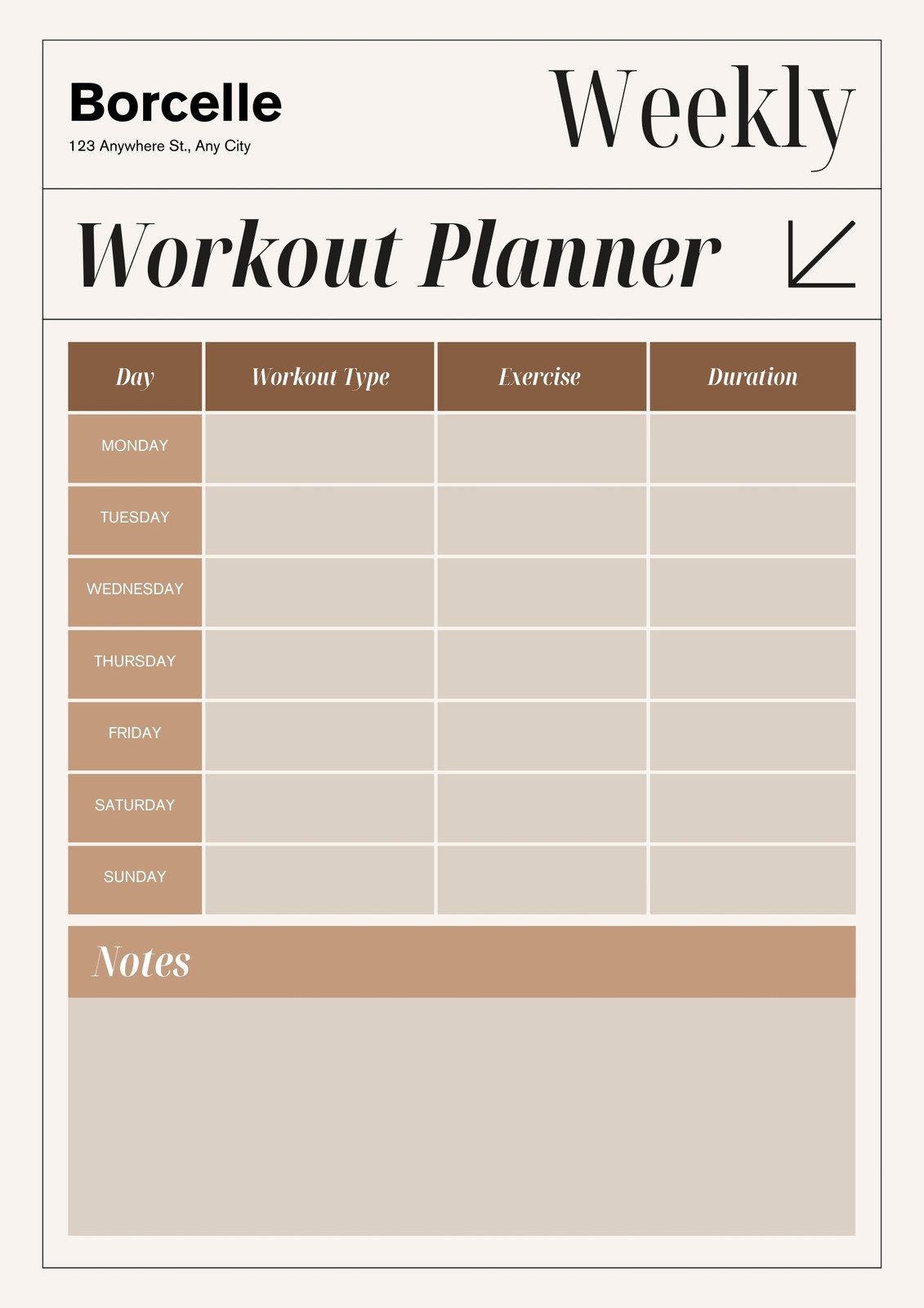 Free, Custom Printable Workout Planner Templates Online | Canva with regard to Free Printable Gym Workout Plans
