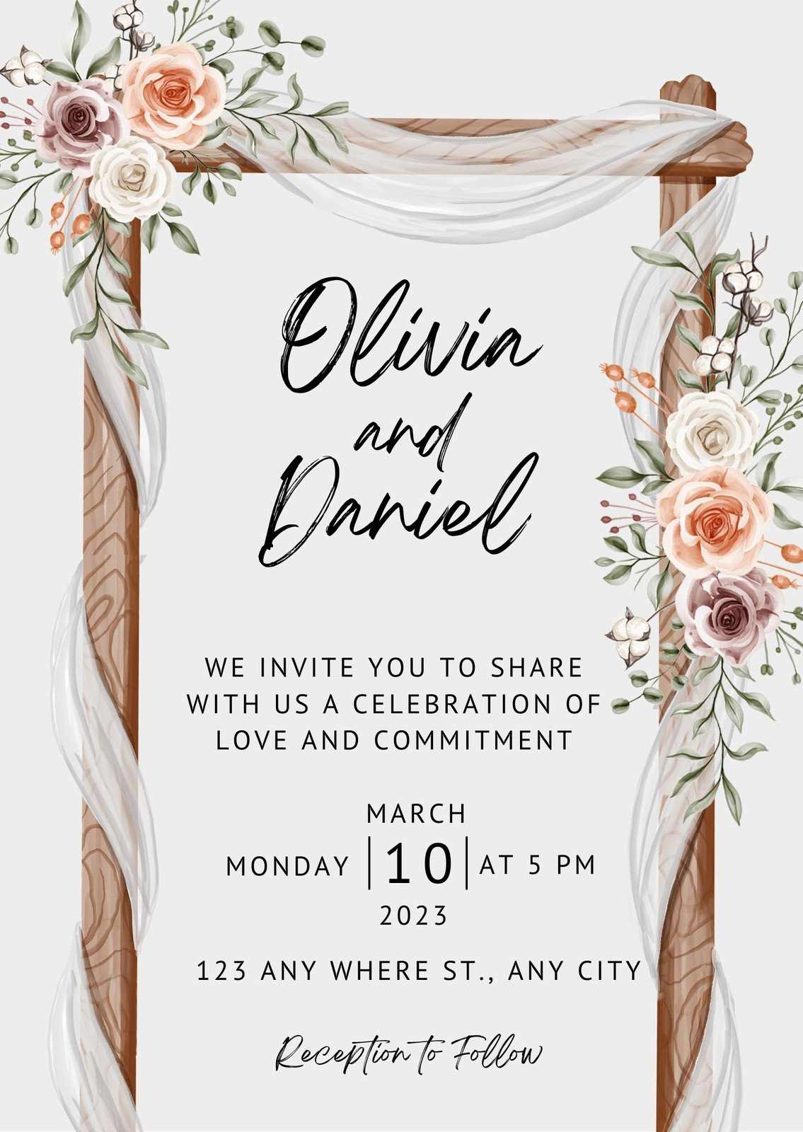 Free Custom Rustic Wedding Invitation Templates | Canva with Free Printable Wedding Invitations