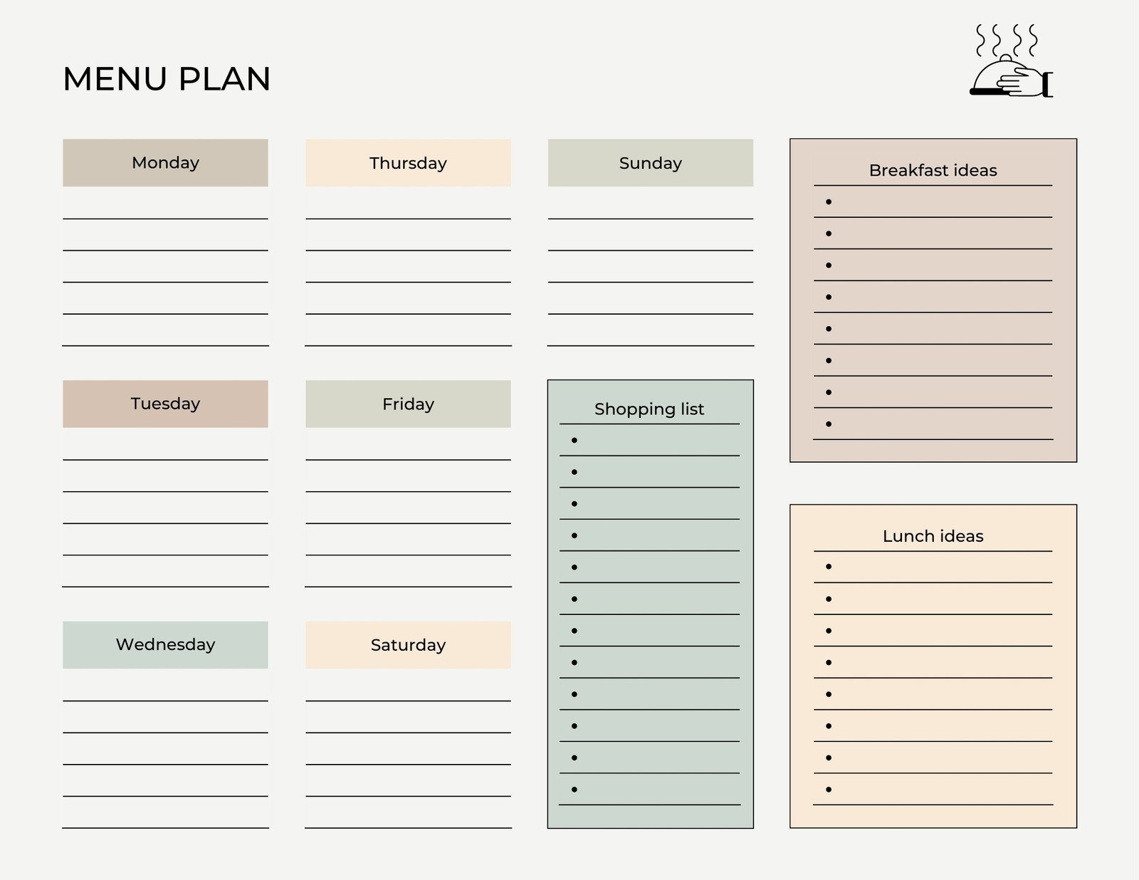 Free, Customizable Meal Planner Menu Templates | Canva inside Free Printable Menu Maker