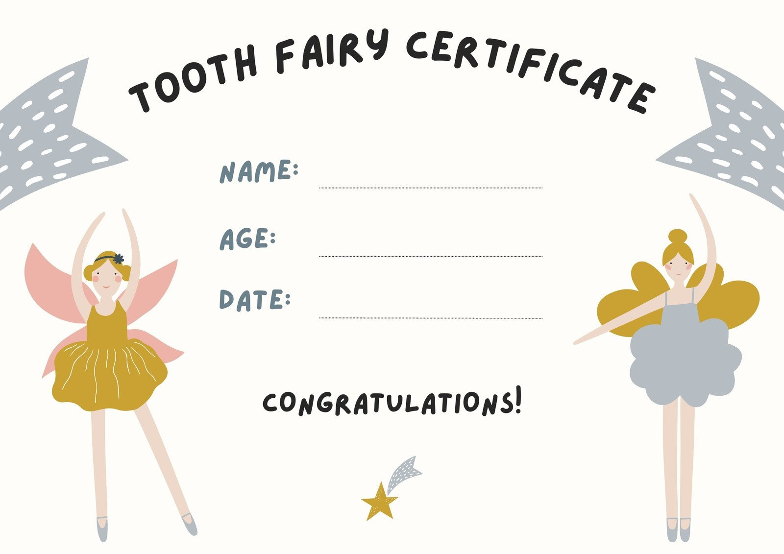 Free Customizable Tooth Fairy Certificate Templates | Canva regarding Free Printable Tooth Fairy Certificate