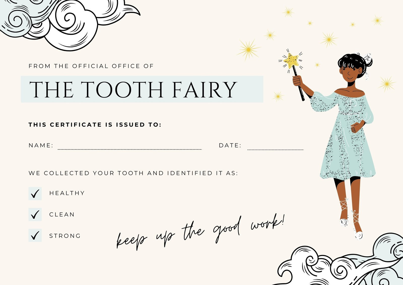 Free Customizable Tooth Fairy Certificate Templates | Canva with Free Printable Tooth Fairy Certificate