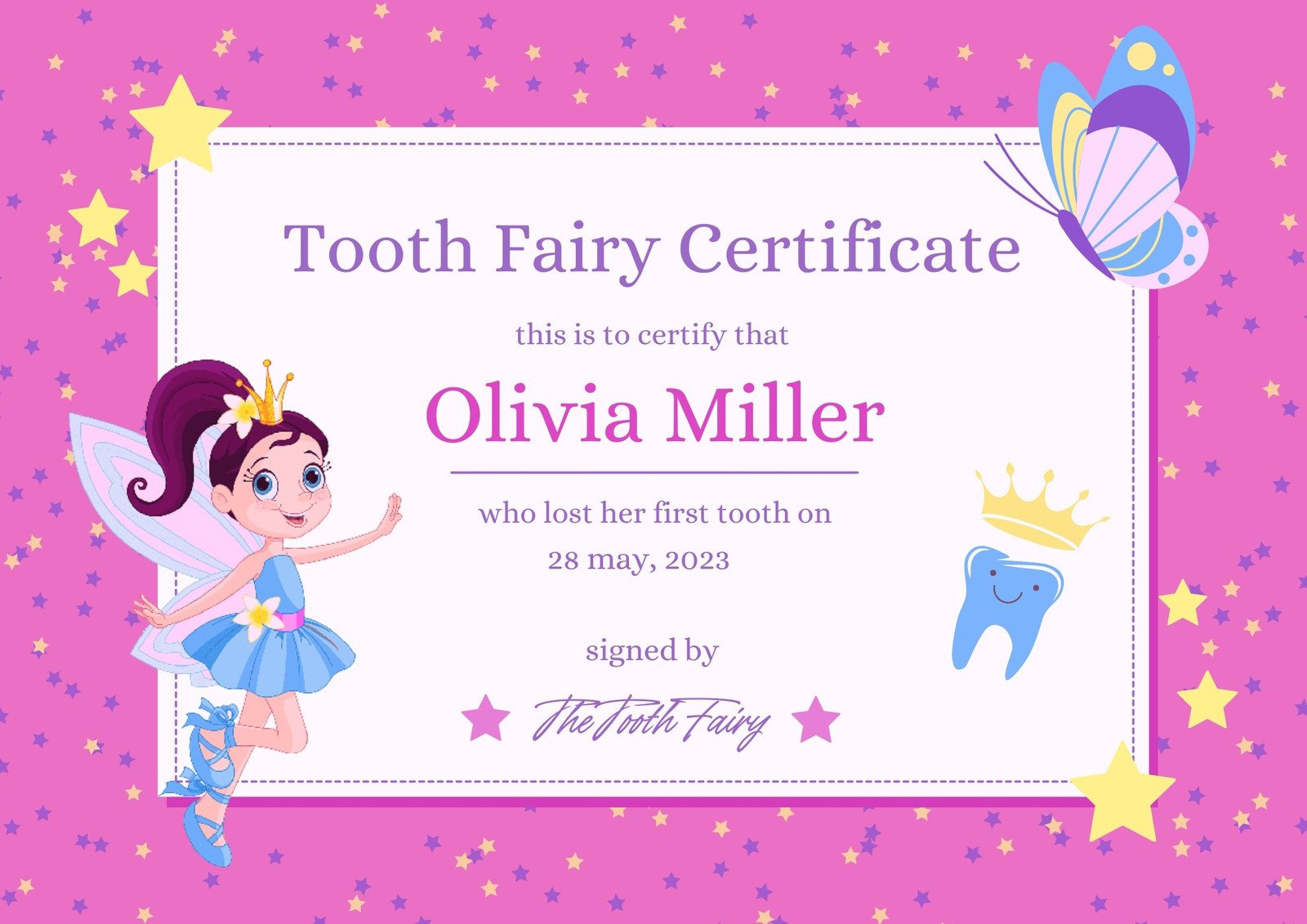 Free Customizable Tooth Fairy Certificate Templates | Canva within Free Printable Tooth Fairy Pictures