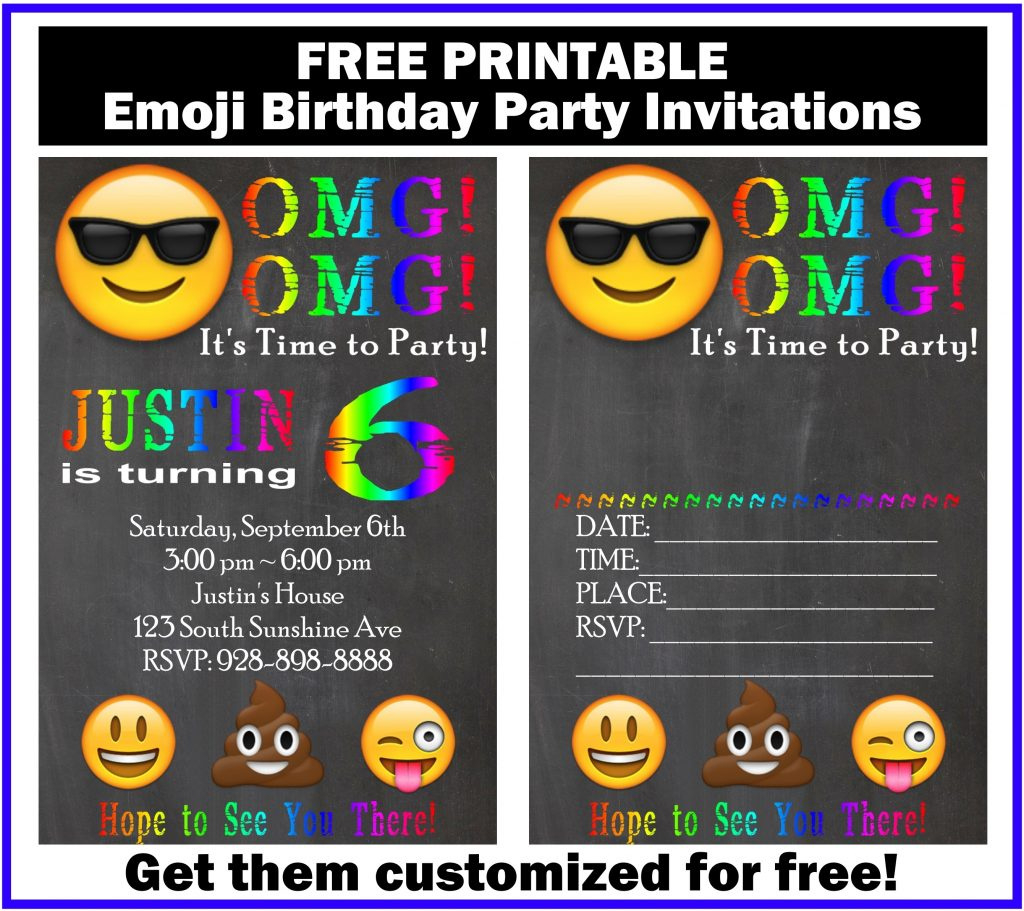 Free Customized Emoji Invitations And Birthday Printables with regard to Free Printable Emoji B Day Invites