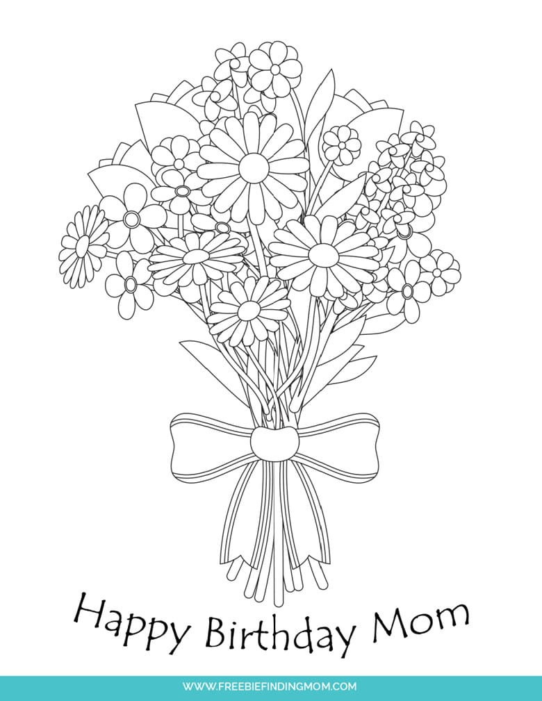 Free Cute Happy Birthday Mom Shapes Coloring Pages Printable in Free Printable Birthday Cards For Mom From Son