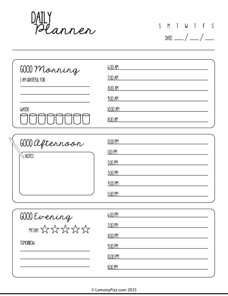 Free Daily Planner Template Pages To Print pertaining to Free Printable Diary Pages