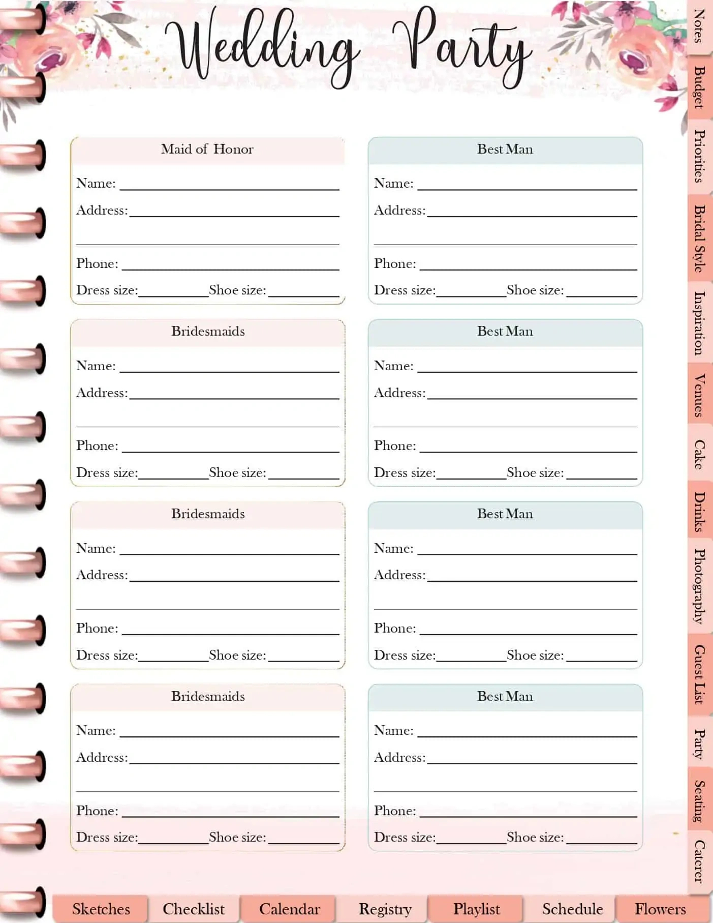 Free Digital Or Printable Wedding Planner | Wedding Spreadsheet throughout Free Printable Wedding Organizer Templates