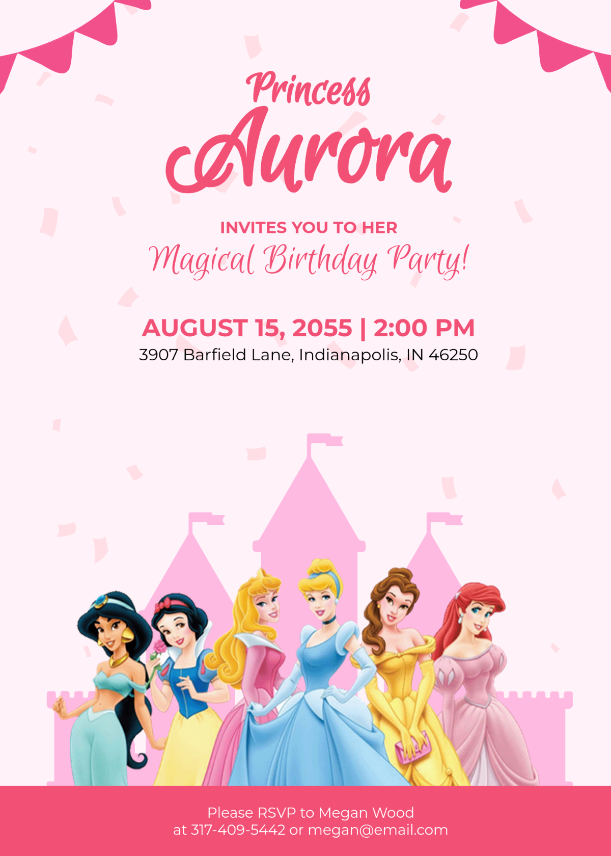 Free Disney Princess Birthday Invitation Template To Edit Online intended for Free Princess Printable Invitations