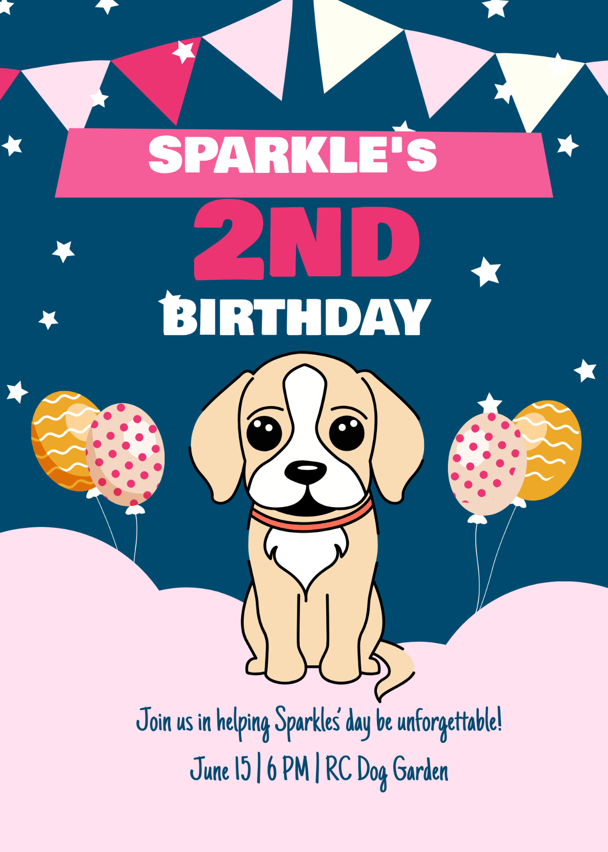Free Dog Birthday Invitation Template To Edit Online pertaining to Free Printable Puppy Dog Birthday Invitations