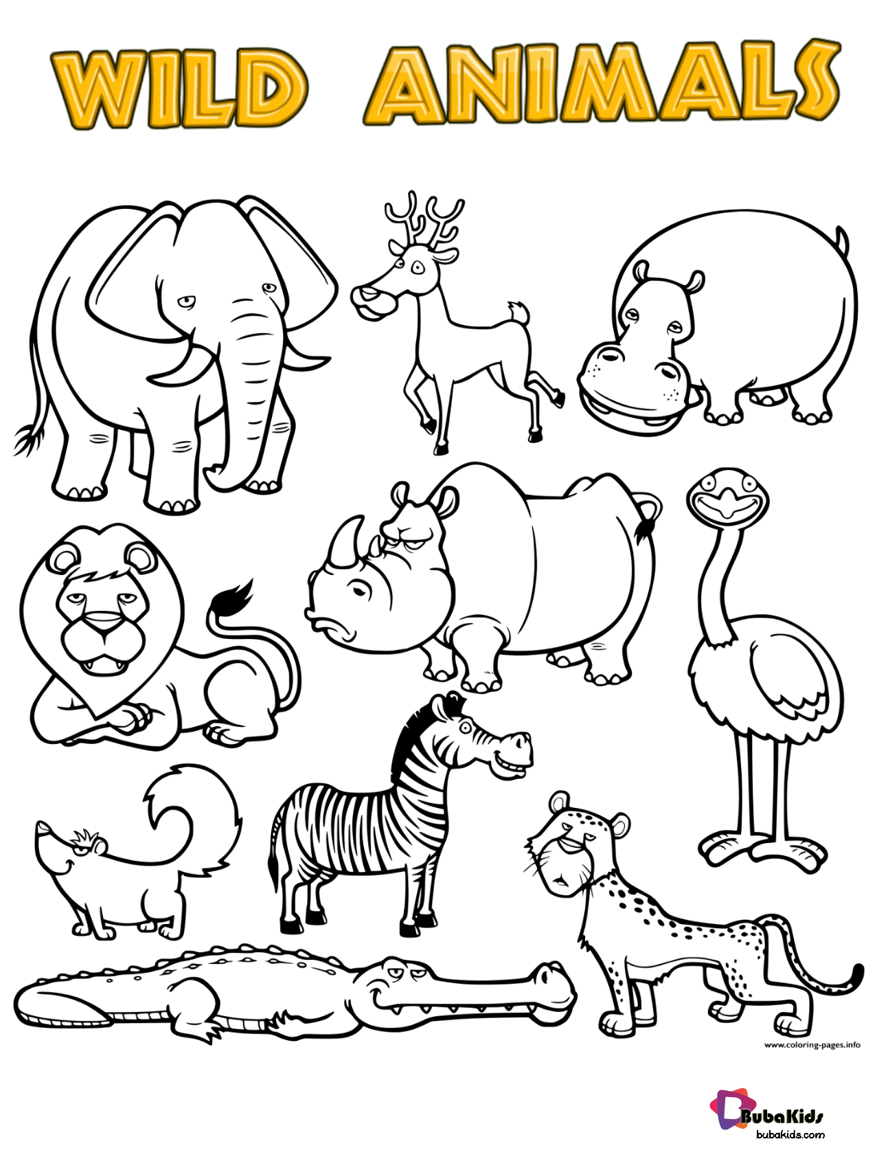 Free Download Wild Animals Printable Coloring Page | Bubakids within Free Printable Wild Animal Coloring Pages