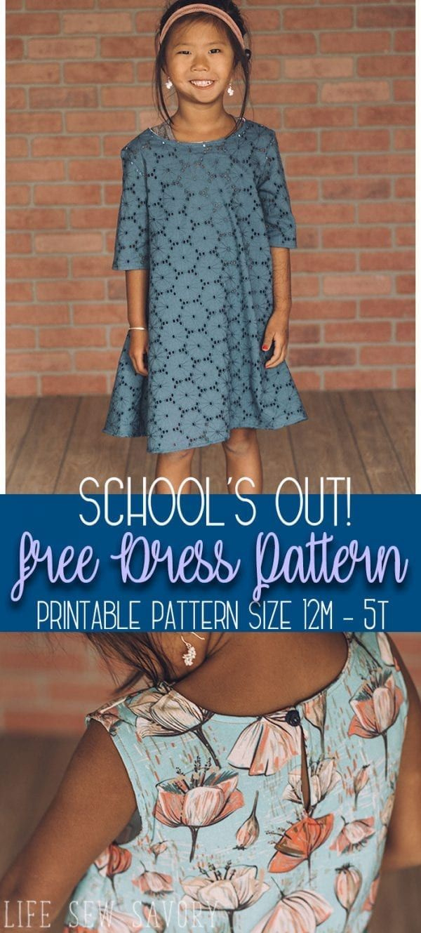 Free Dress Sewing Pattern For Girls Pdf Download Size 12M - 5Y for Free Printable Sewing Patterns For Kids