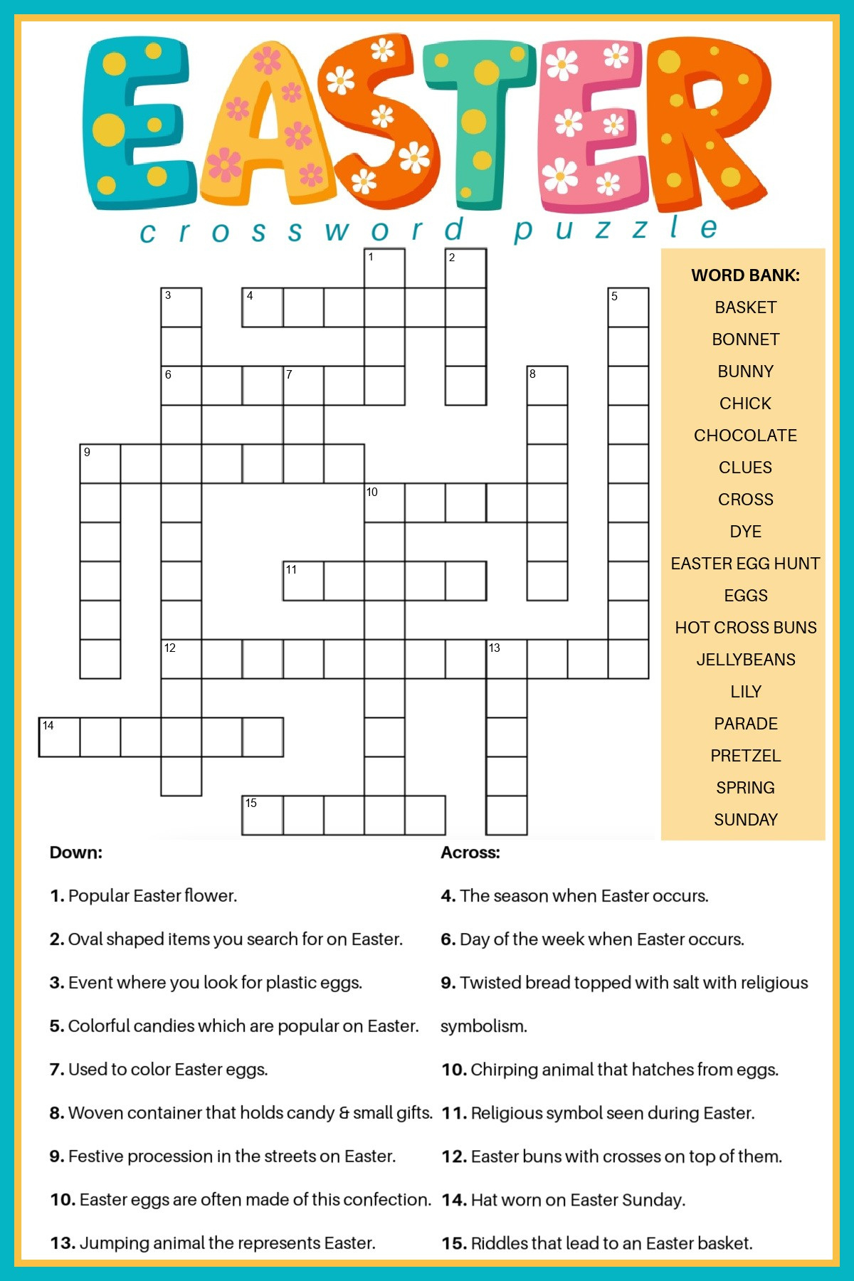 Free Easter Crossword Puzzle Printable - 2 Versions &amp;amp; Answer Key inside Free Printable Easter Puzzles For Adults