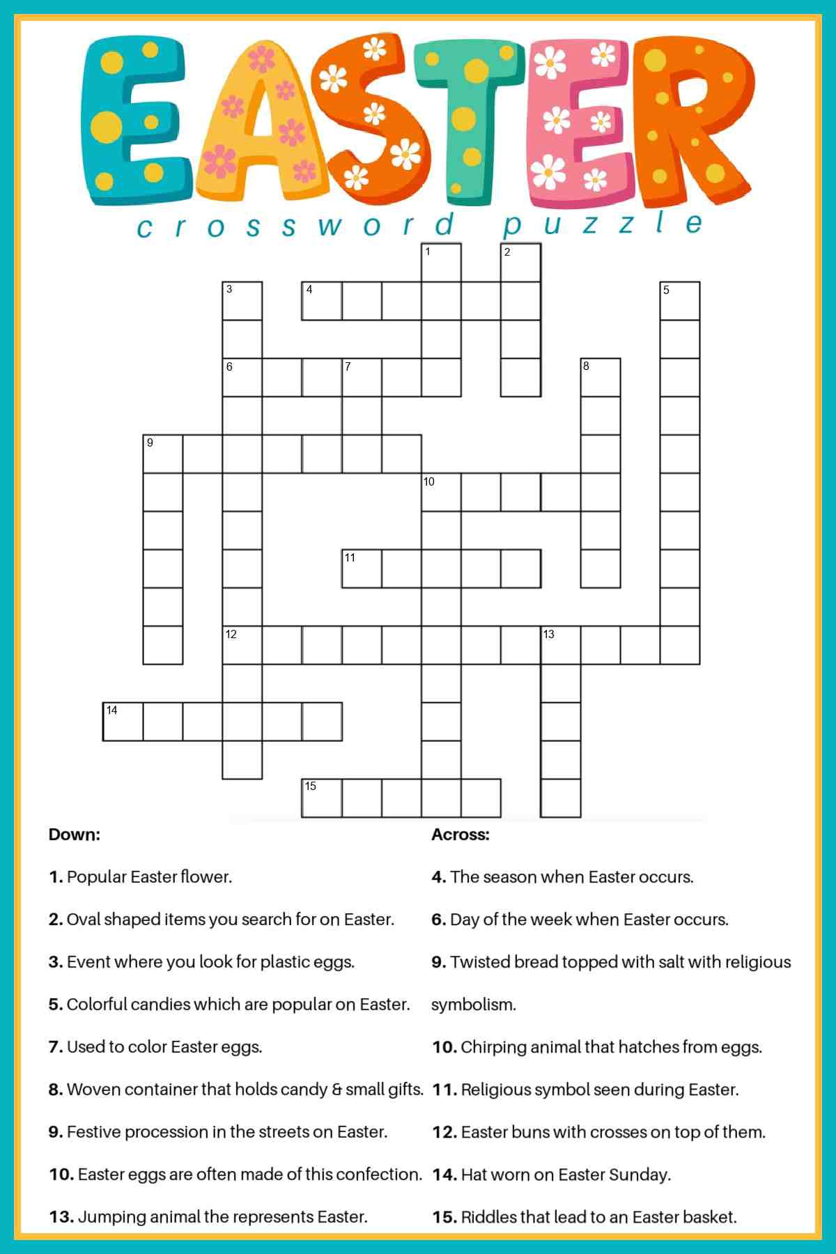 Free Easter Crossword Puzzle Printable - 2 Versions & Answer Key pertaining to Free Printable Large Print Crossword Puzzles