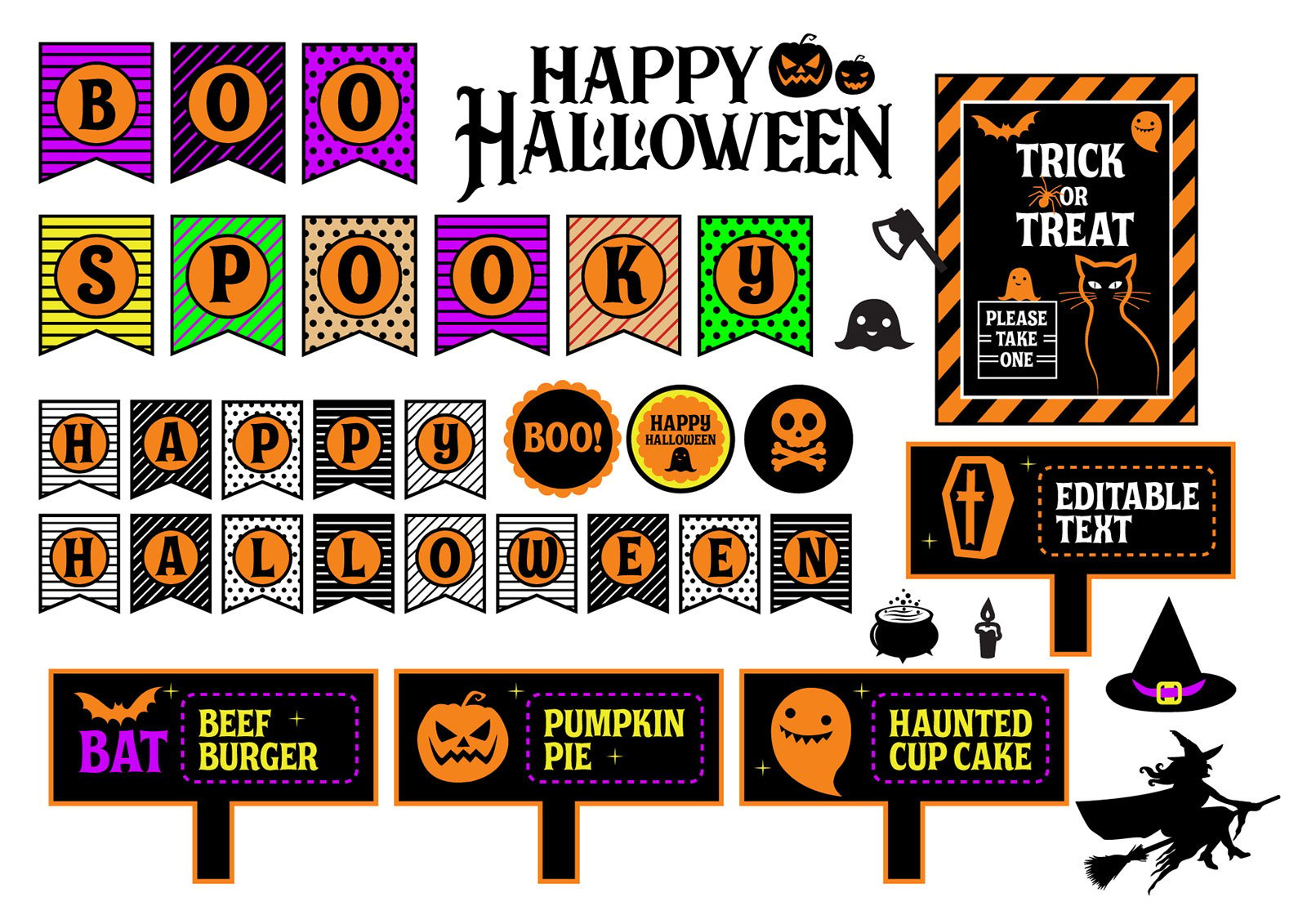 Free Easy To Print &amp;amp; Cut Halloween Party Decorations 2019 with regard to Free Printable Halloween Party Decorations