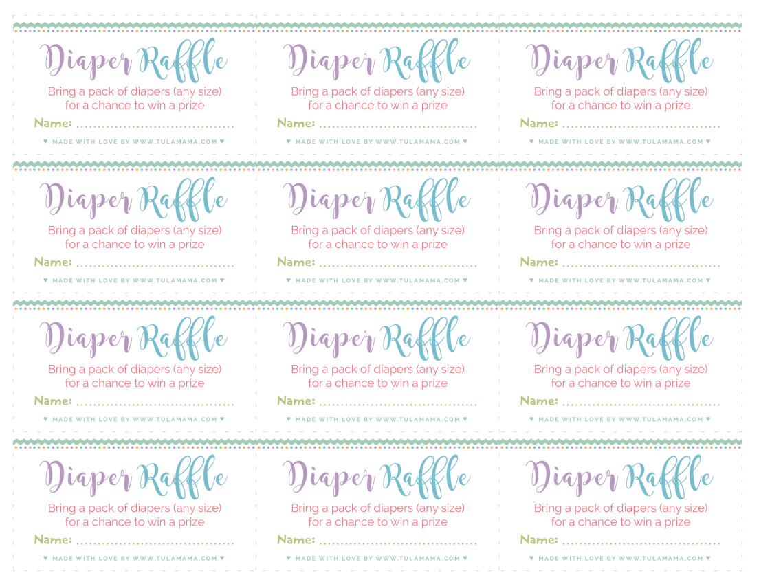 Free, Easy To Print Diaper Raffle Tickets - Tulamama throughout Diaper Raffle Template Free Printable