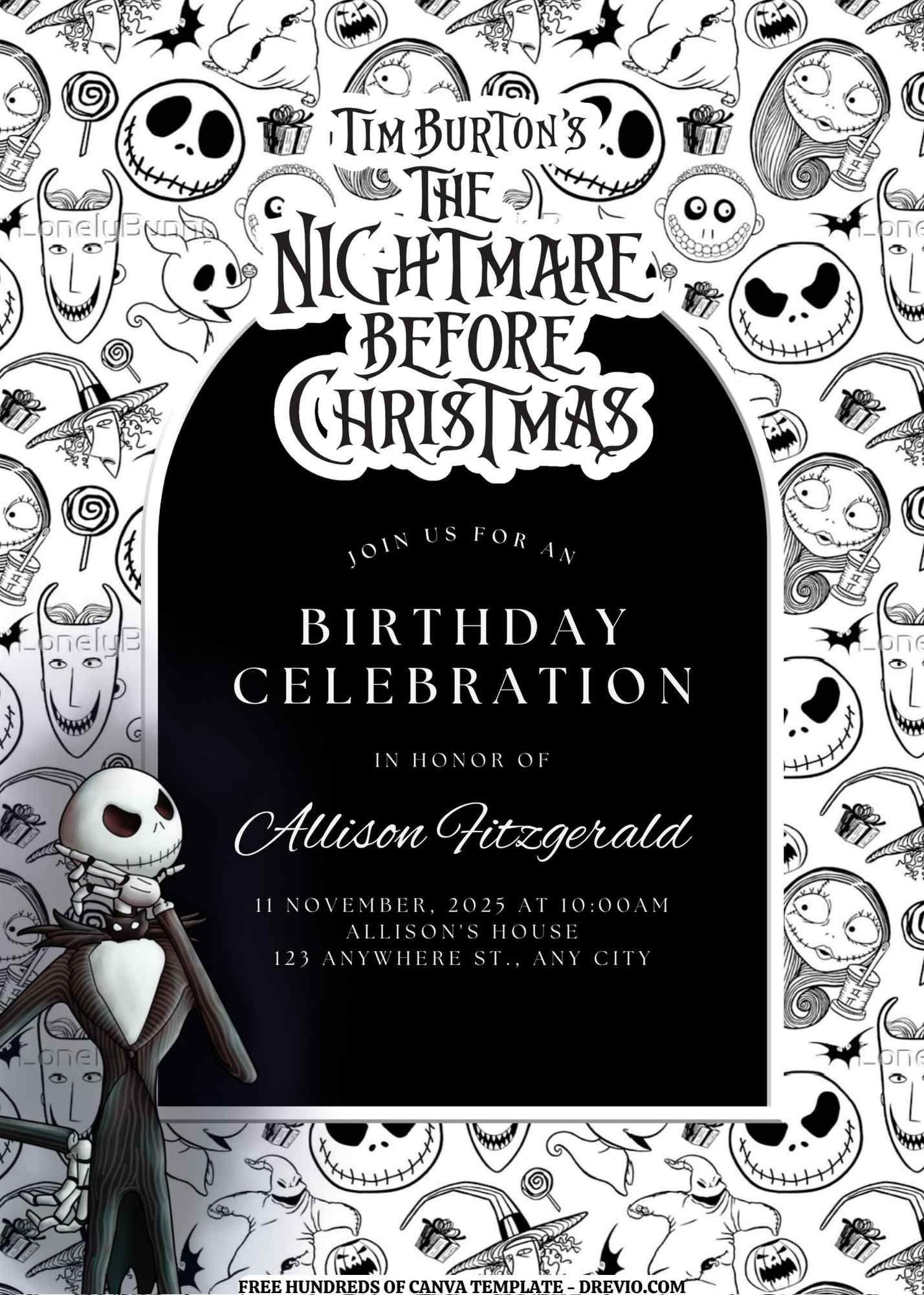 Free Editable – 18 The Nightmare Before Christmas Canva Templates throughout Free Printable Nightmare Before Christmas Birthday Invitations