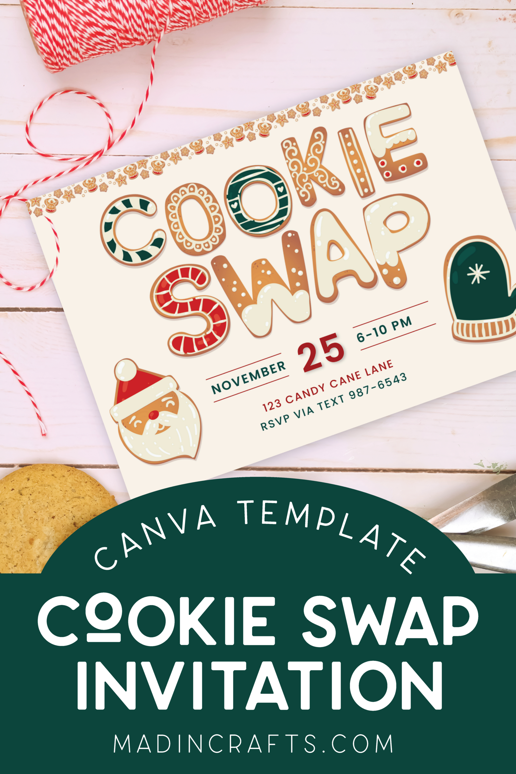 Free Editable Canva Cookie Swap Invitation Christmas Mad In Crafts within Free Christmas Cookie Exchange Printable Invitation