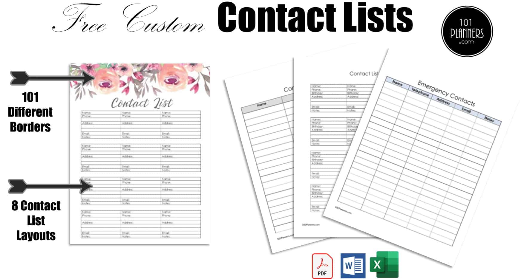 Free Editable Contact List Template | Pdf, Word, Image, Excel intended for Free Printable Phone List Template